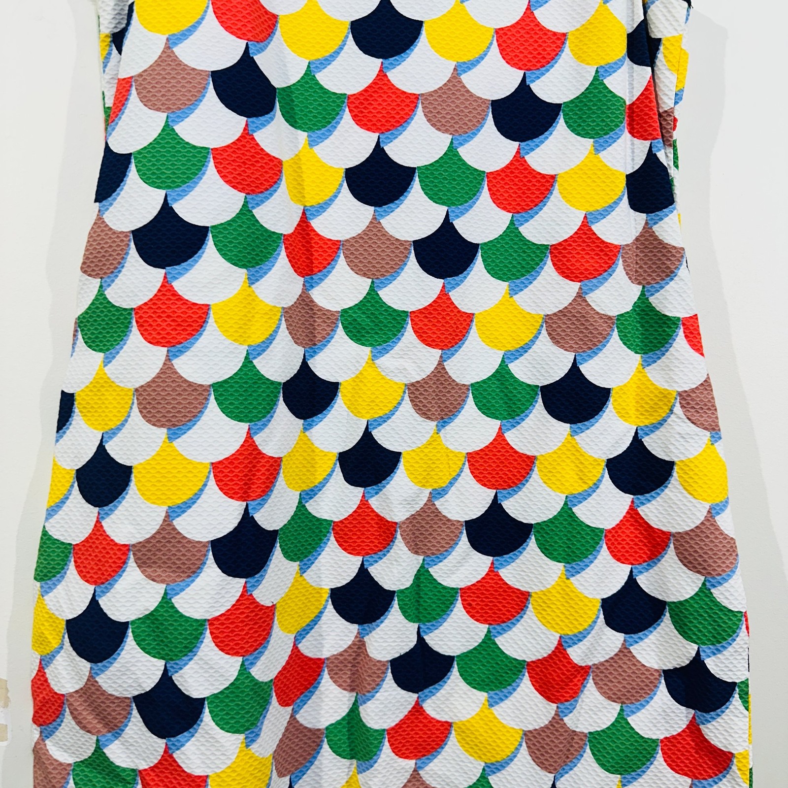 Boden Shift Dress UK 14L Scallop Red Blue Green Yellow White Textured