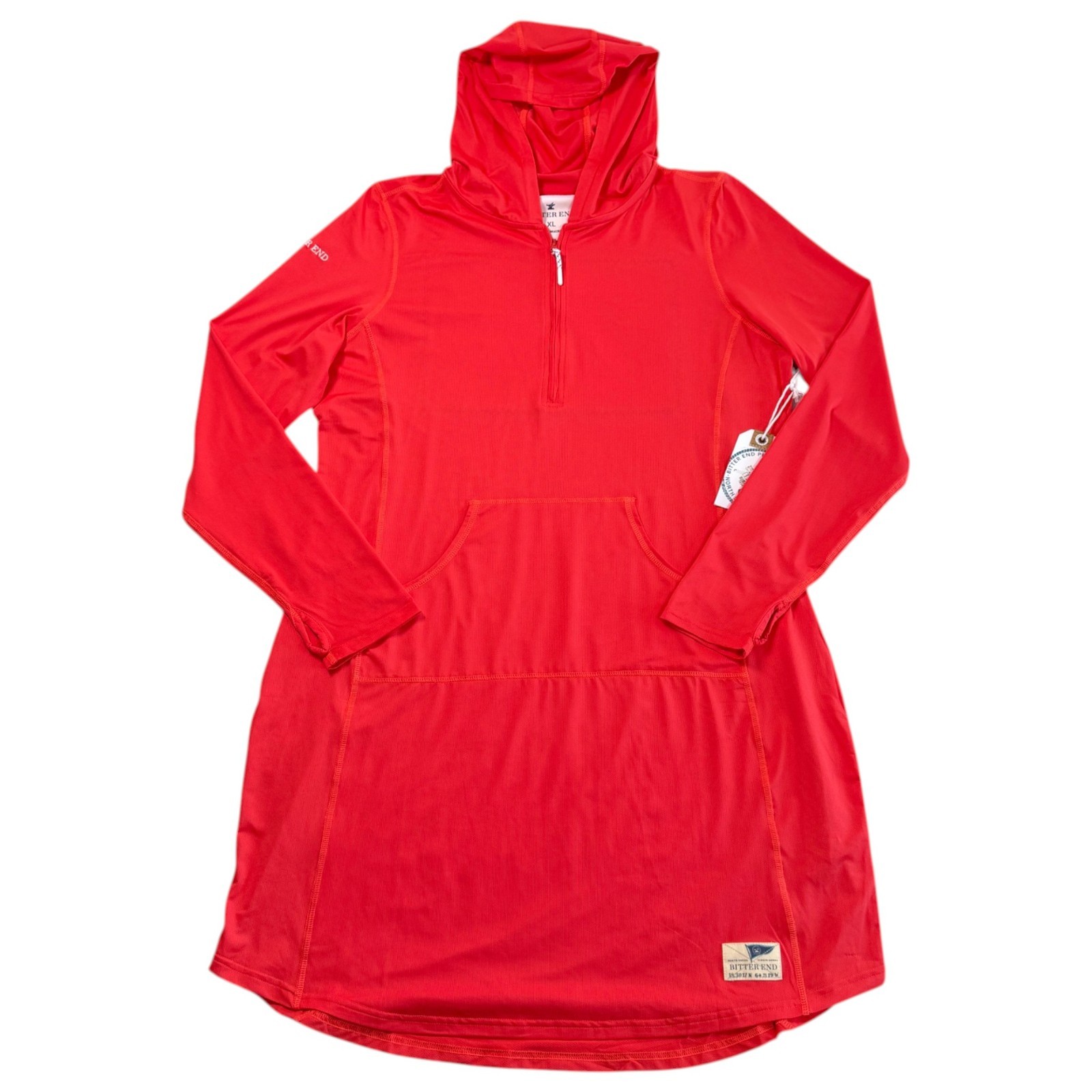 New Bitter End Map Patch Dritek Hoodie Dress Sz XL Coral UPF Beach Coverup BVI