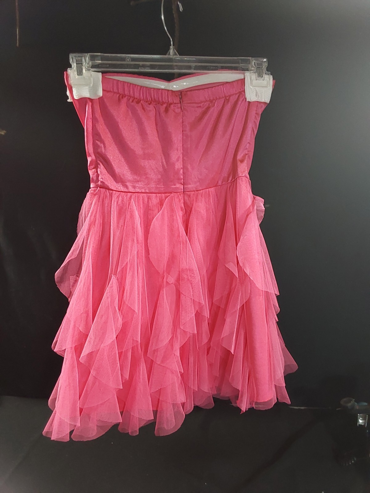 Sequin Hearts Hot Pink Ruffeled Rinstone Mini Dress Prom Size 3