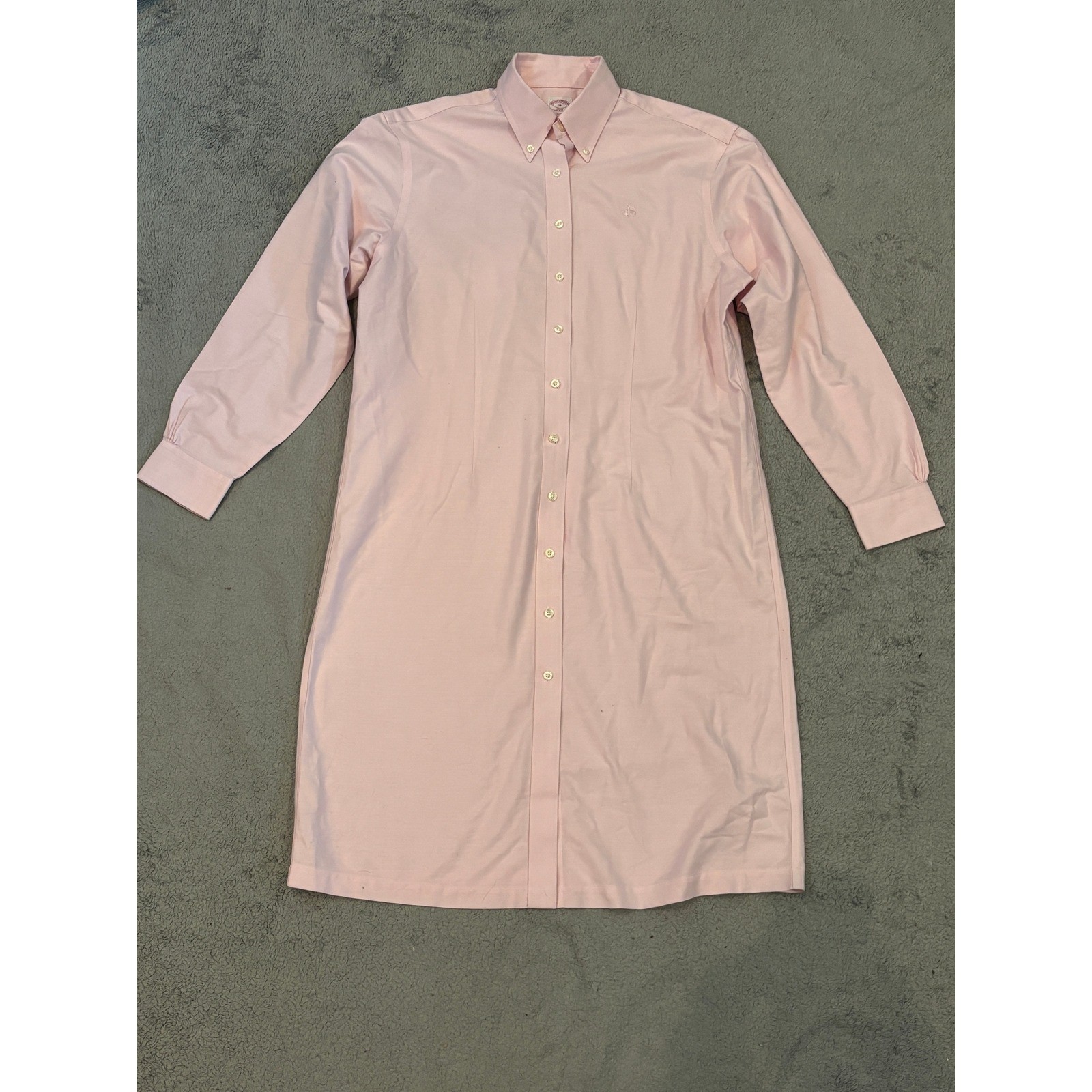 Brooks Brothers 346 Pink Supima Cotton Non-Iron Shirt Dress Classic Fit Size 14