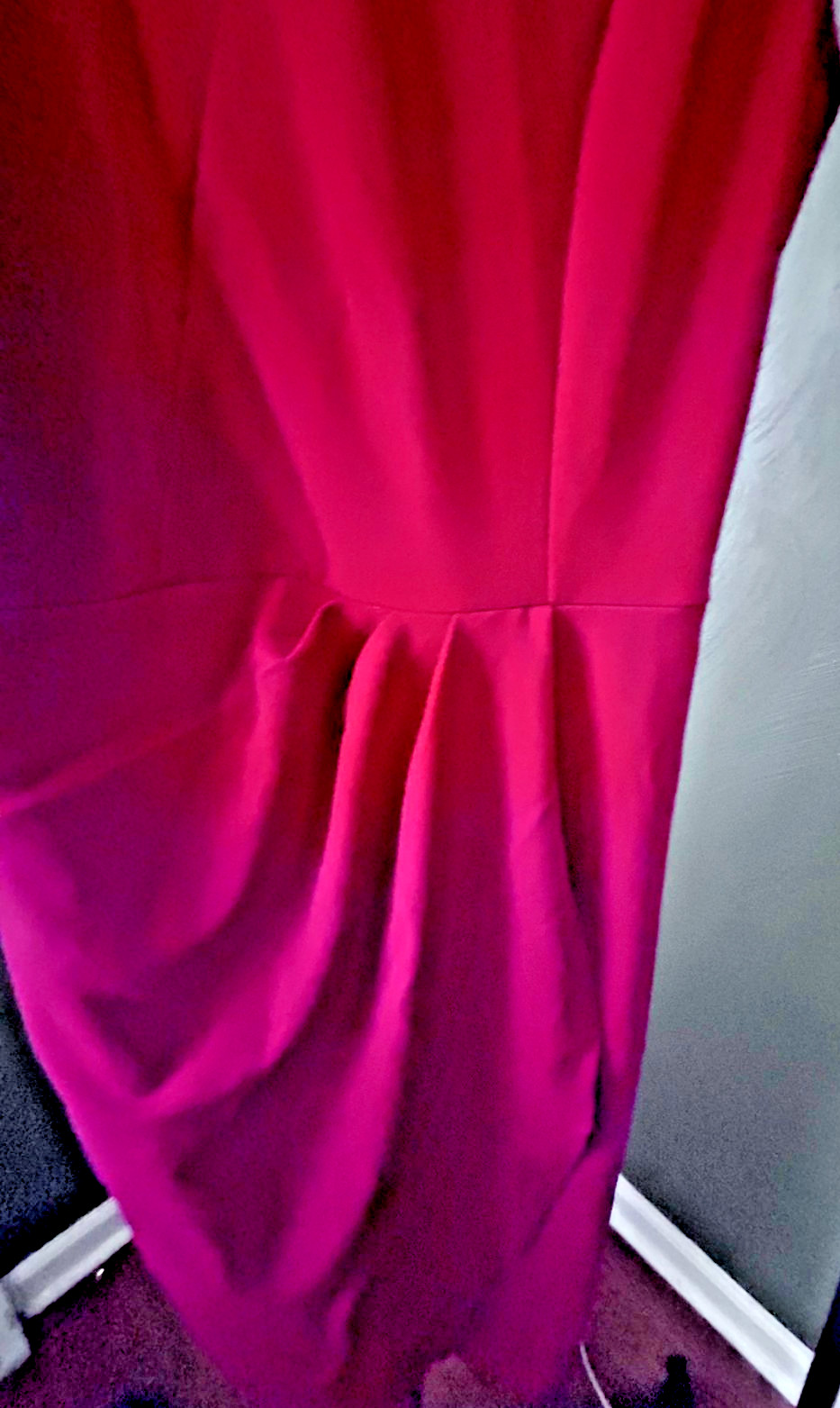 PrettyGarden One Shoulder Red Ruched Bodycon Dress Size L NWT Elegant
