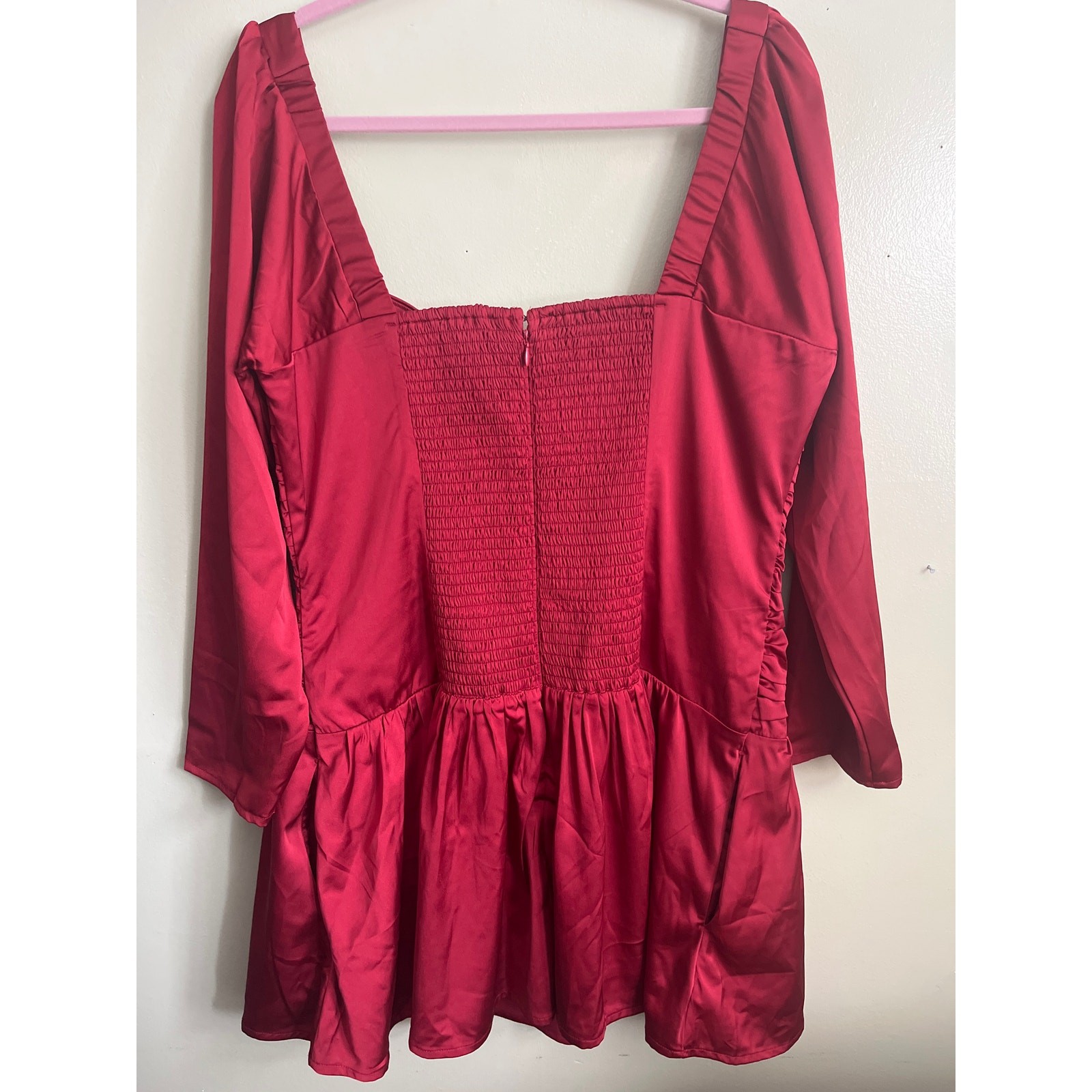 Abercrombie & Fitch Emerson Drop-Waist Satin Mini Dress in scarlet red, size XLP