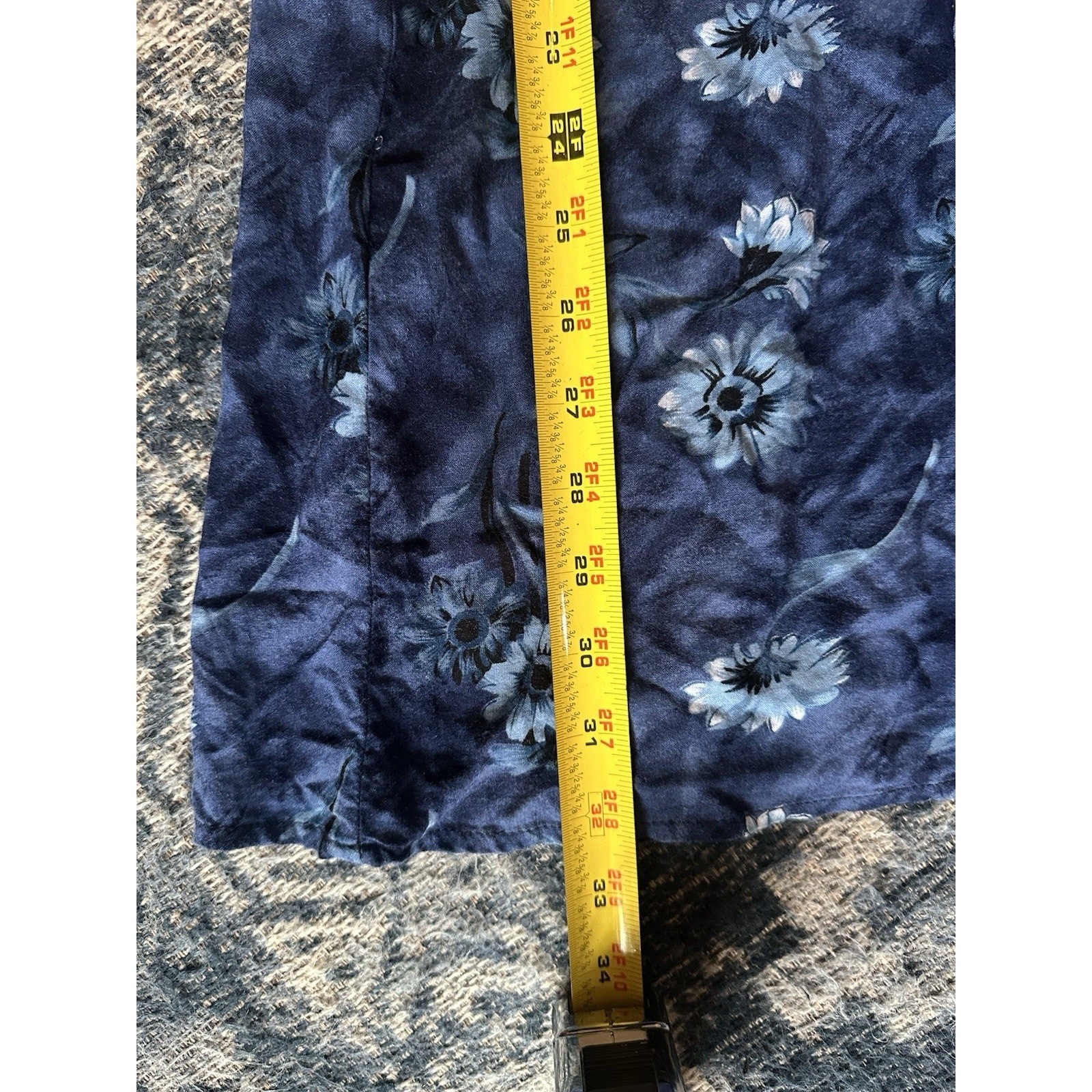 Vintage Floral Dress Pearl Button Front Cottage Y2K 90s Sz.3/4 Blue Strappy Back