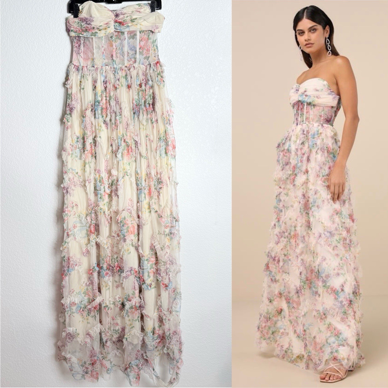 Faeriesty Floral Ruffled Maxi Dress L Romantic Garden Party Floral Cottagecore