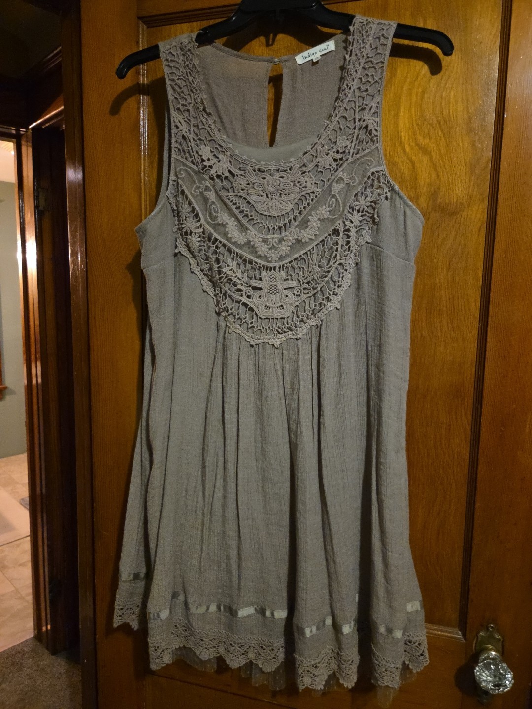 Indigo Soul Dress Womens Large Brown Tan Sleeveless Thin Tunic Top XL