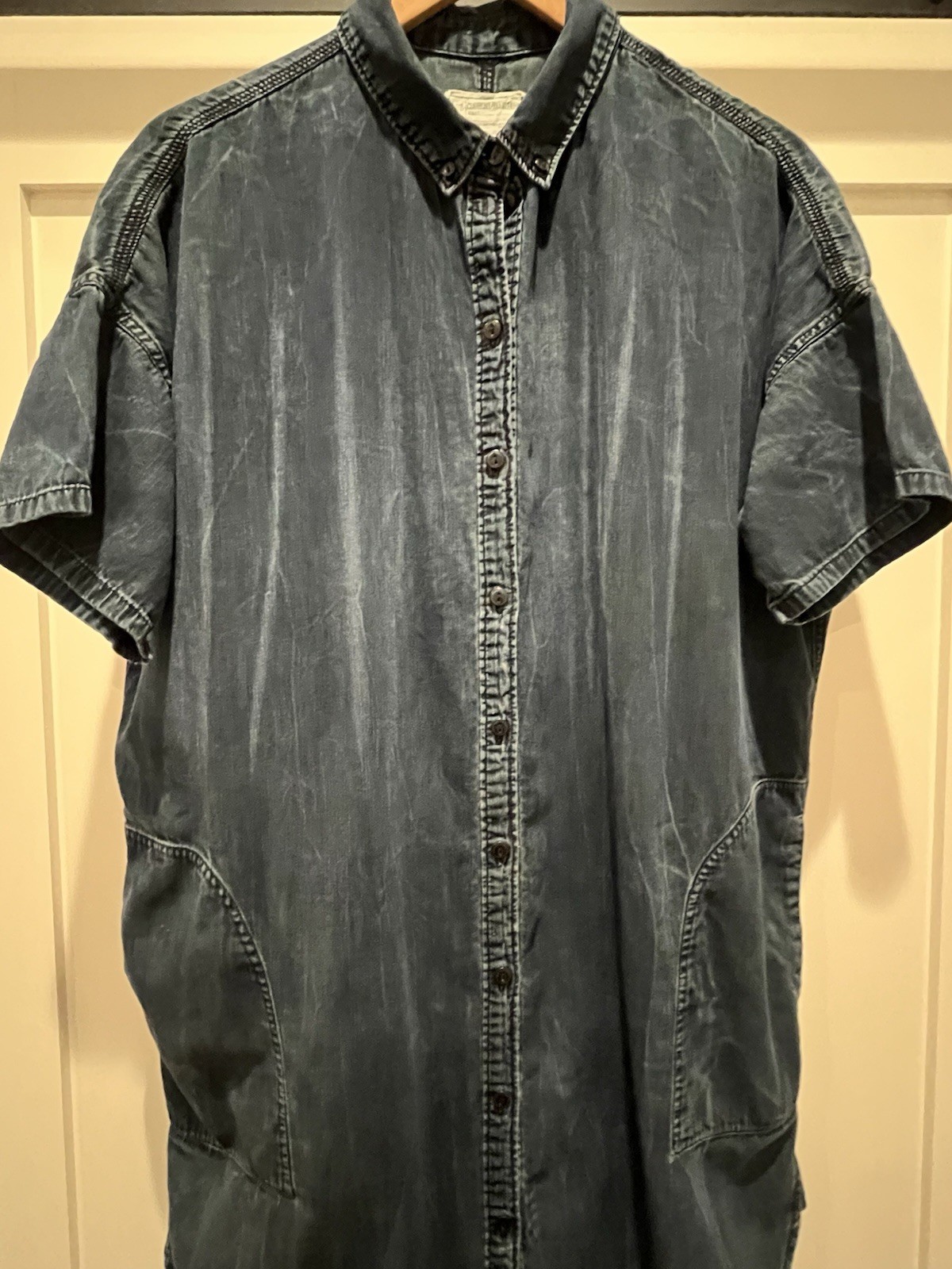 👕 Current/Elliott Distressed Denim Button Front Shirt / Dress – Women’s 3