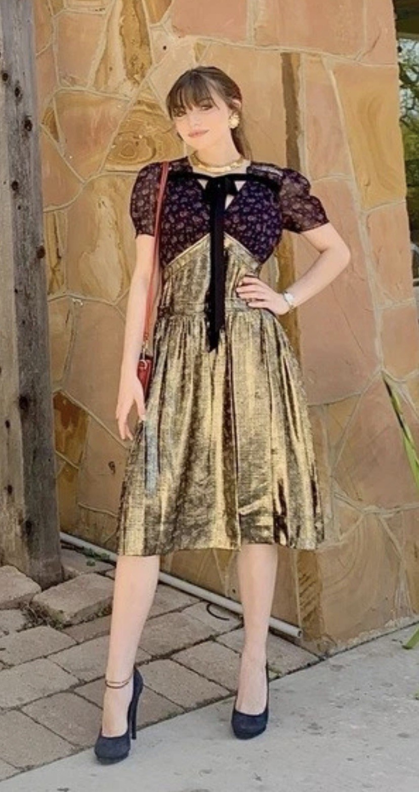 COACH 1941 Floral Print Metallic Silk/Velvet Size 0