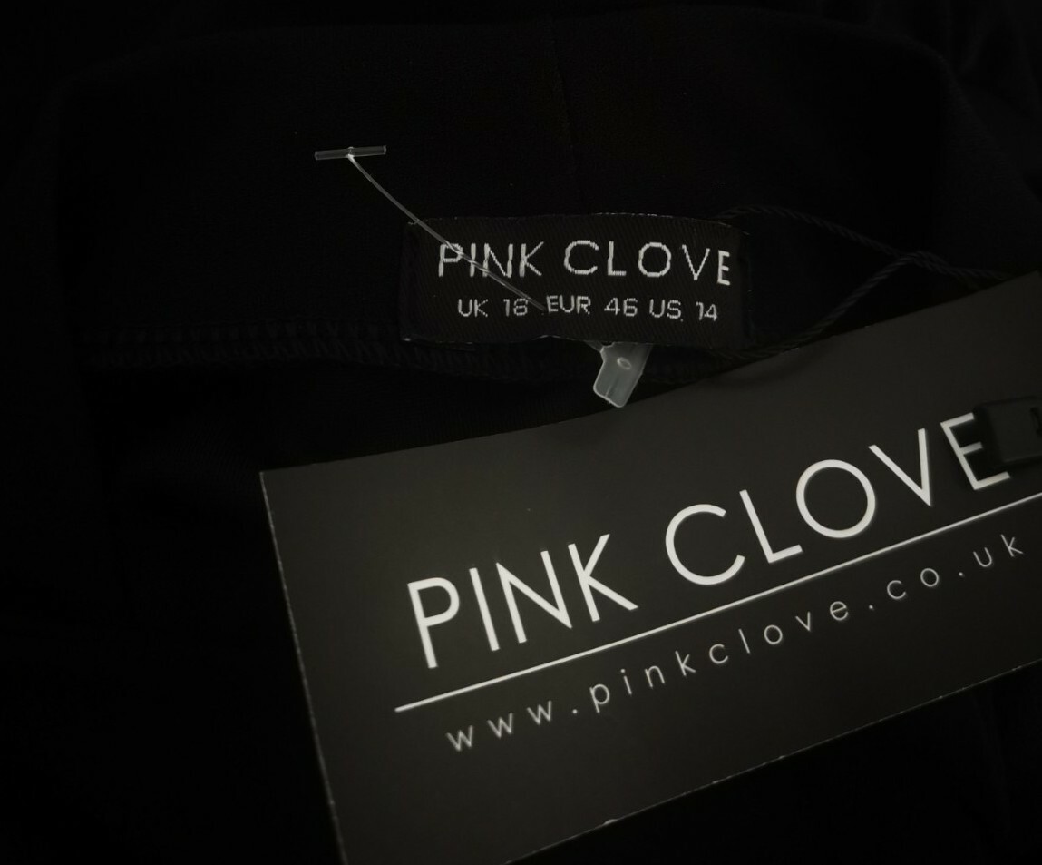 Pink clove plus shift UK 22-24 womens ruffle hem tie neck black