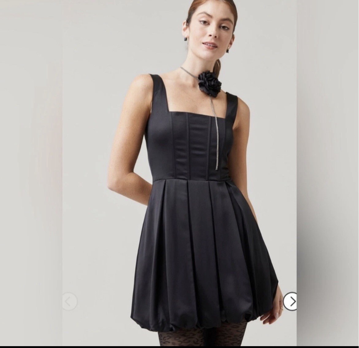 Francesca’s NWT Emily Square Neck Bubble Hem Mini Dress – Black – Size M