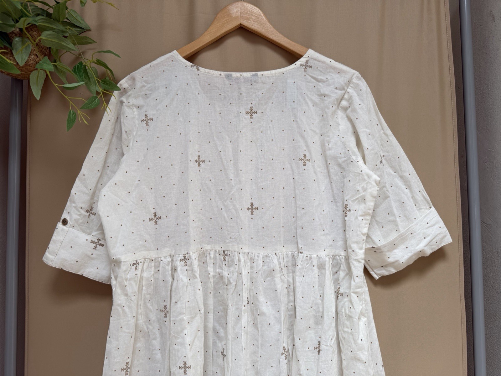 New MA’VIE elegant comfort Geo print loose fit Boho dress Womens sz XL cotton