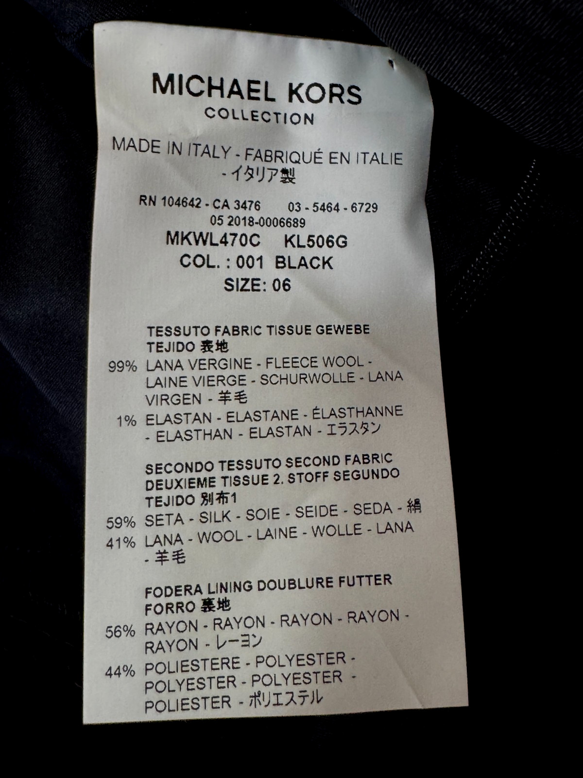 $1.8K Michael Kors Collection Black Wool Silk Cocktail Dress 6 US 42 IT M Runway
