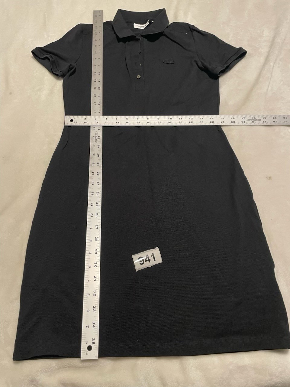 LACOSTE WOMEN’S STRETCH COTTON MINI PIQUÉ POLO TENNIS DRESS. Size 36 Black
