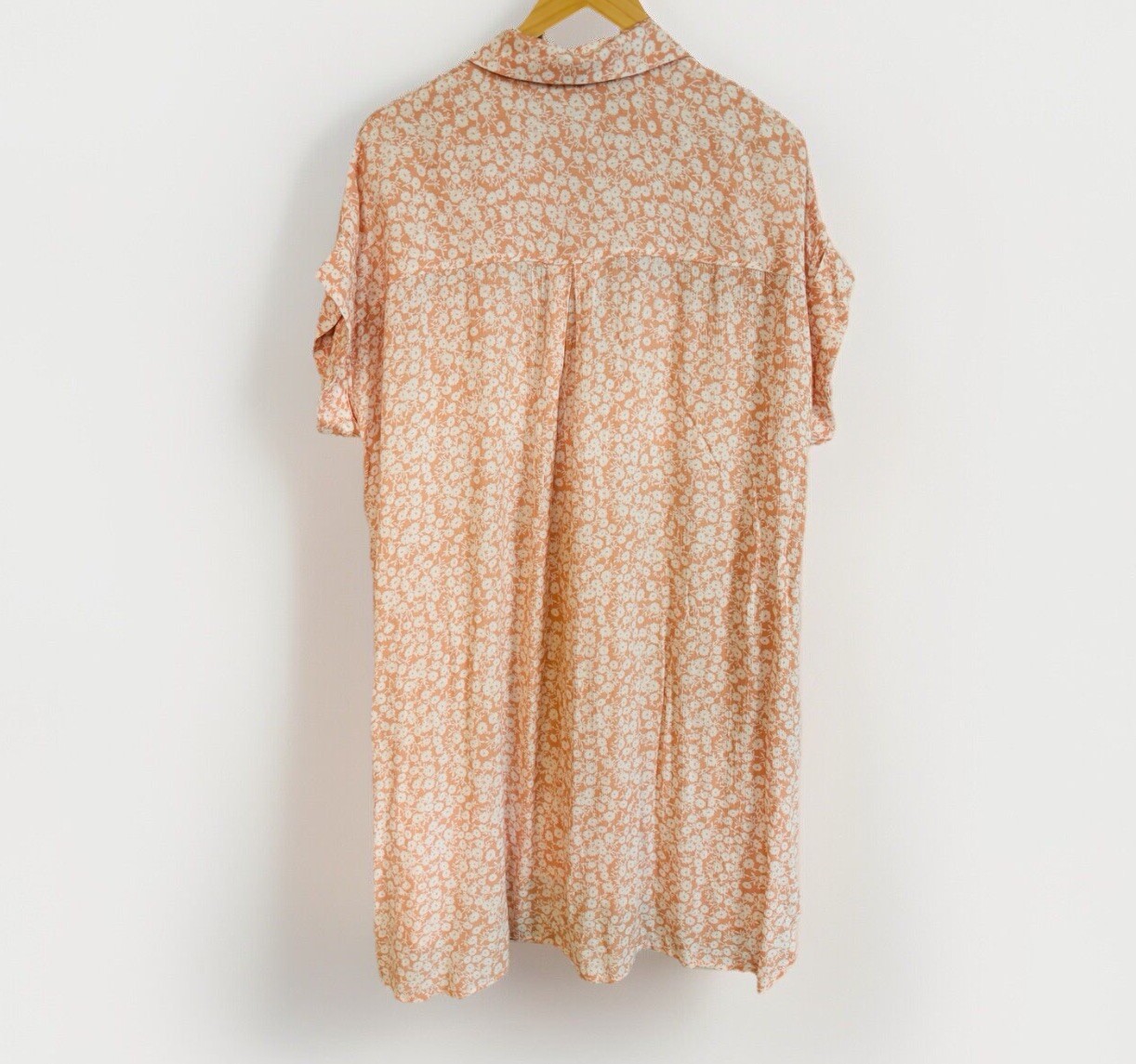 Lost And Wander Peach Floral Button Front Dress Size M/L Oversized Flowy Comfort