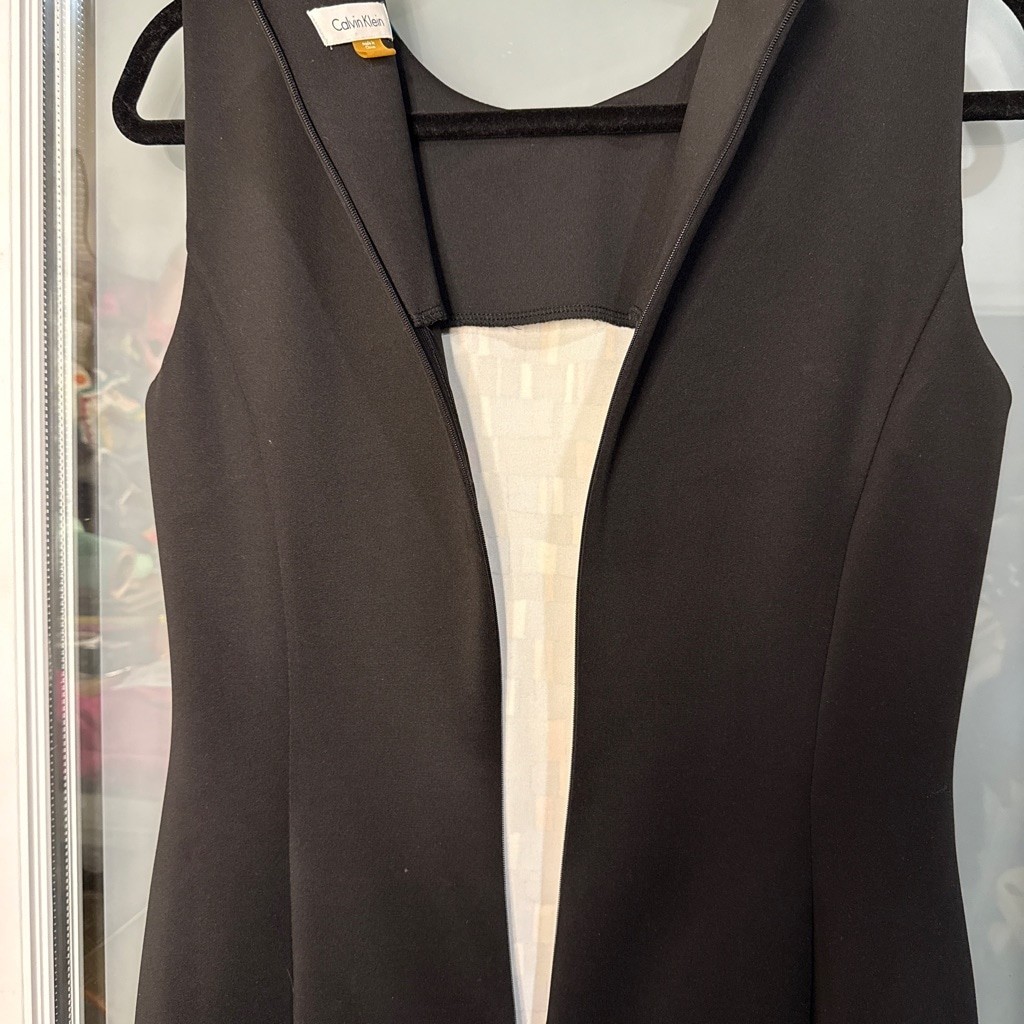 Calvin Klein Black Multi-color Sleeveless Sheath Dress Size 10