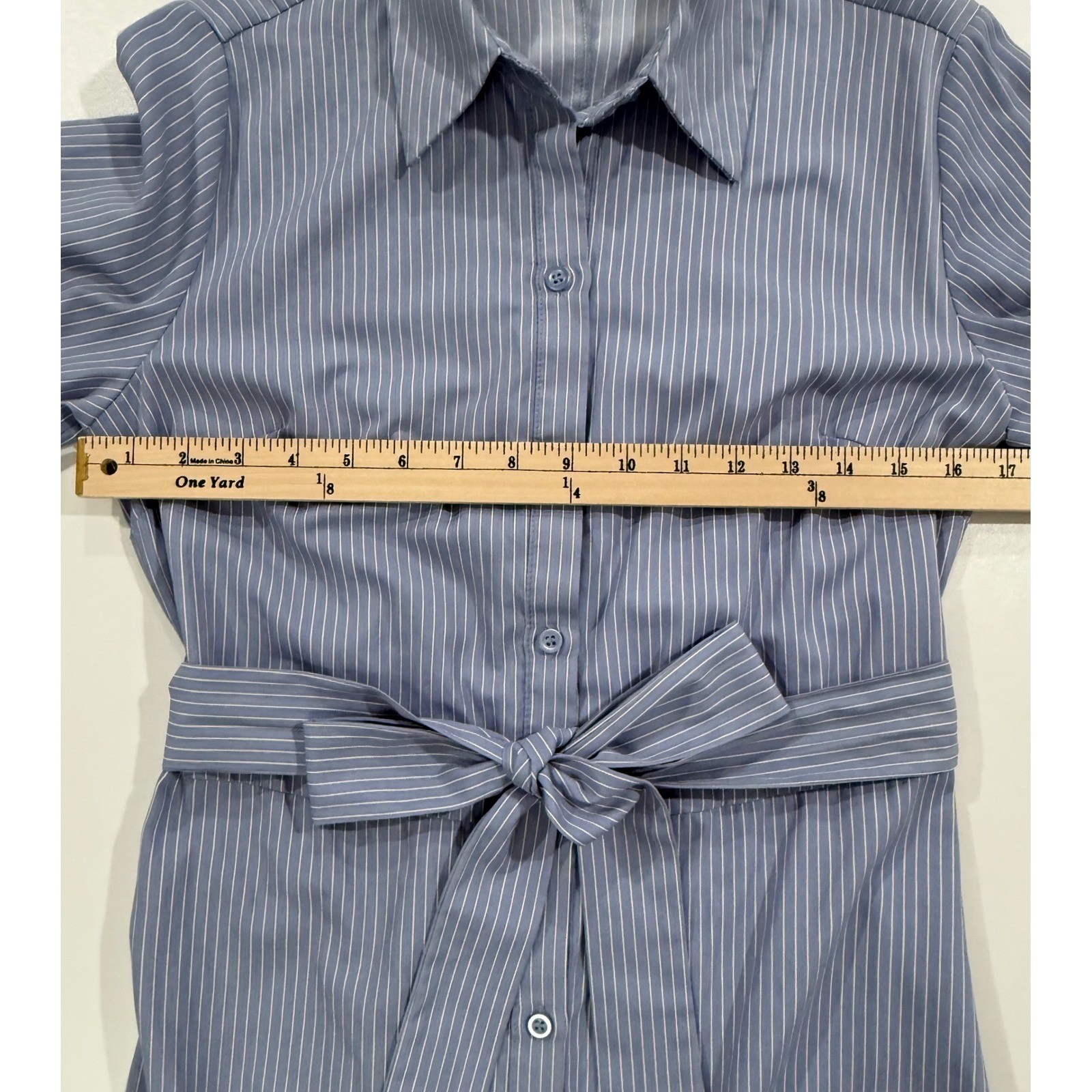 Primark Womens Blue White Striped Button Front Midi Shirt Dress Size 2 W475