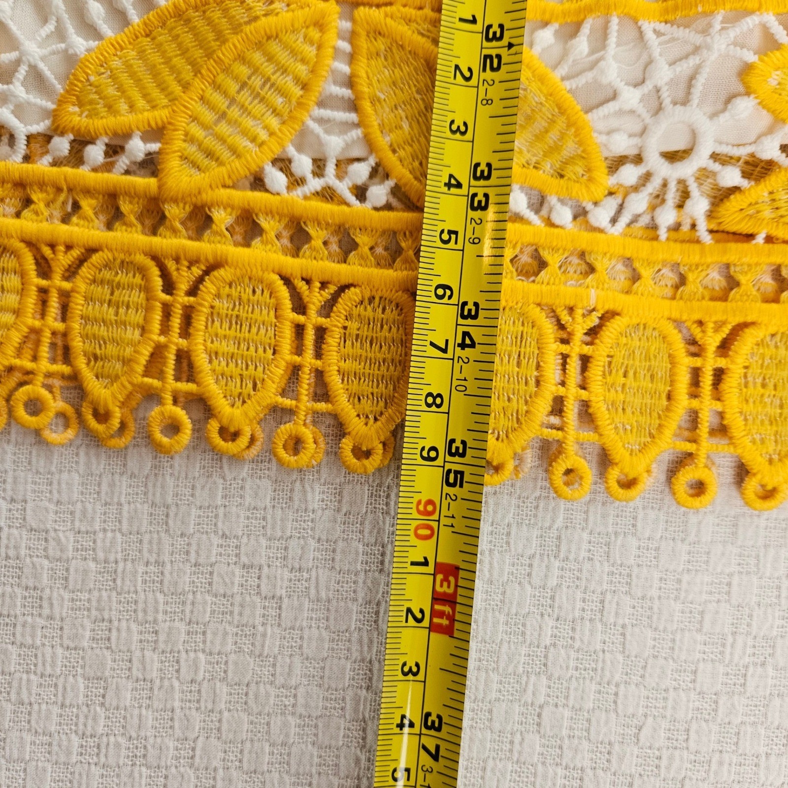 Ellison Yellow Floral Guipure Lace Crocheted Off Shoulder Mini Dress L Wedding