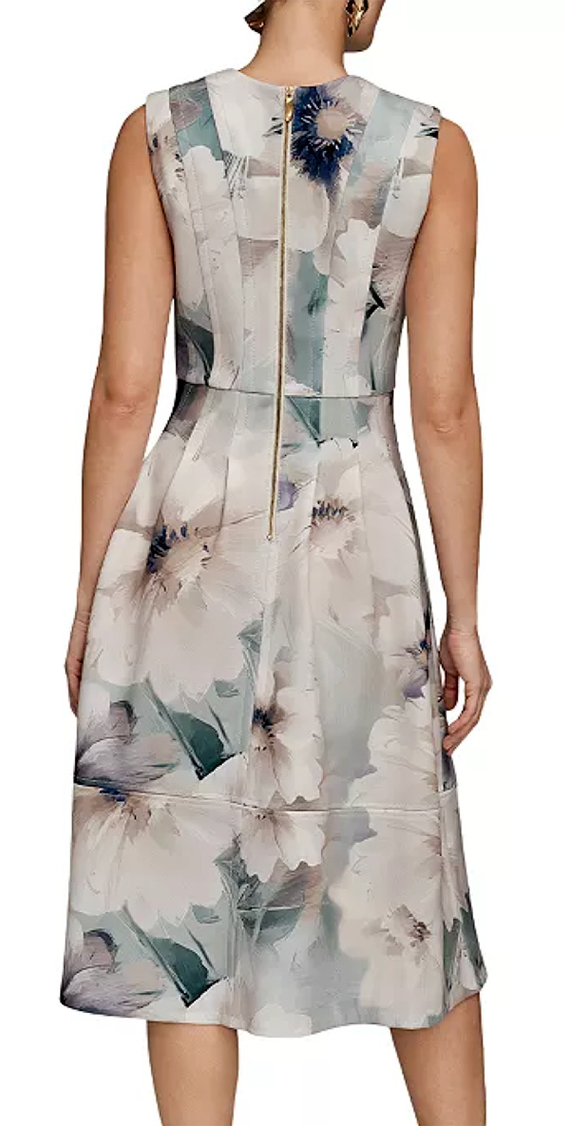 NWT Gorgeous Donna Karan NY Sleeveless Watercolor Midi Dress, Laurel, 8, $169