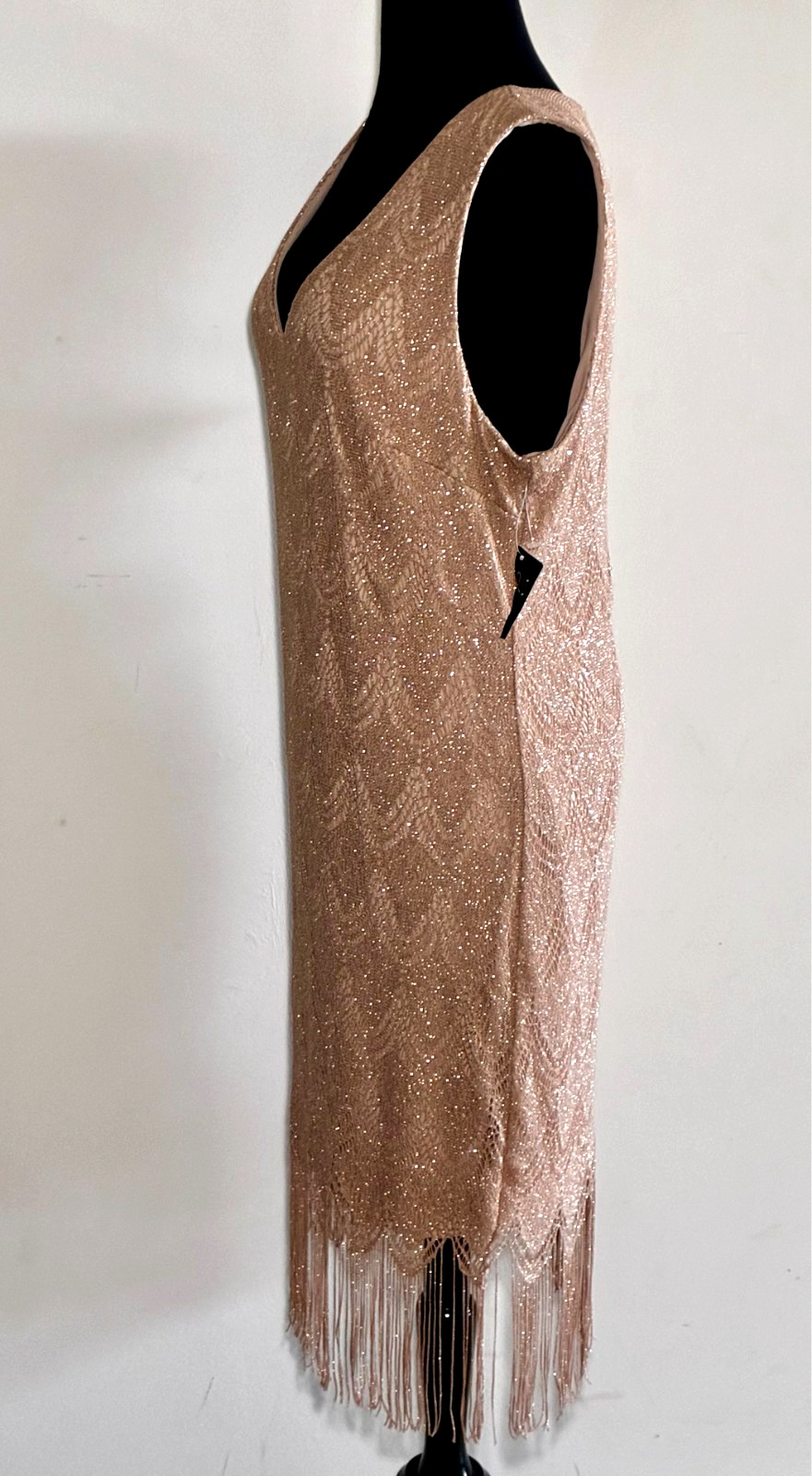 NWPT-Thalia Sodi Flapper Style Sleeveless Shift Fringe Dress (Gold) -Size XL/XG