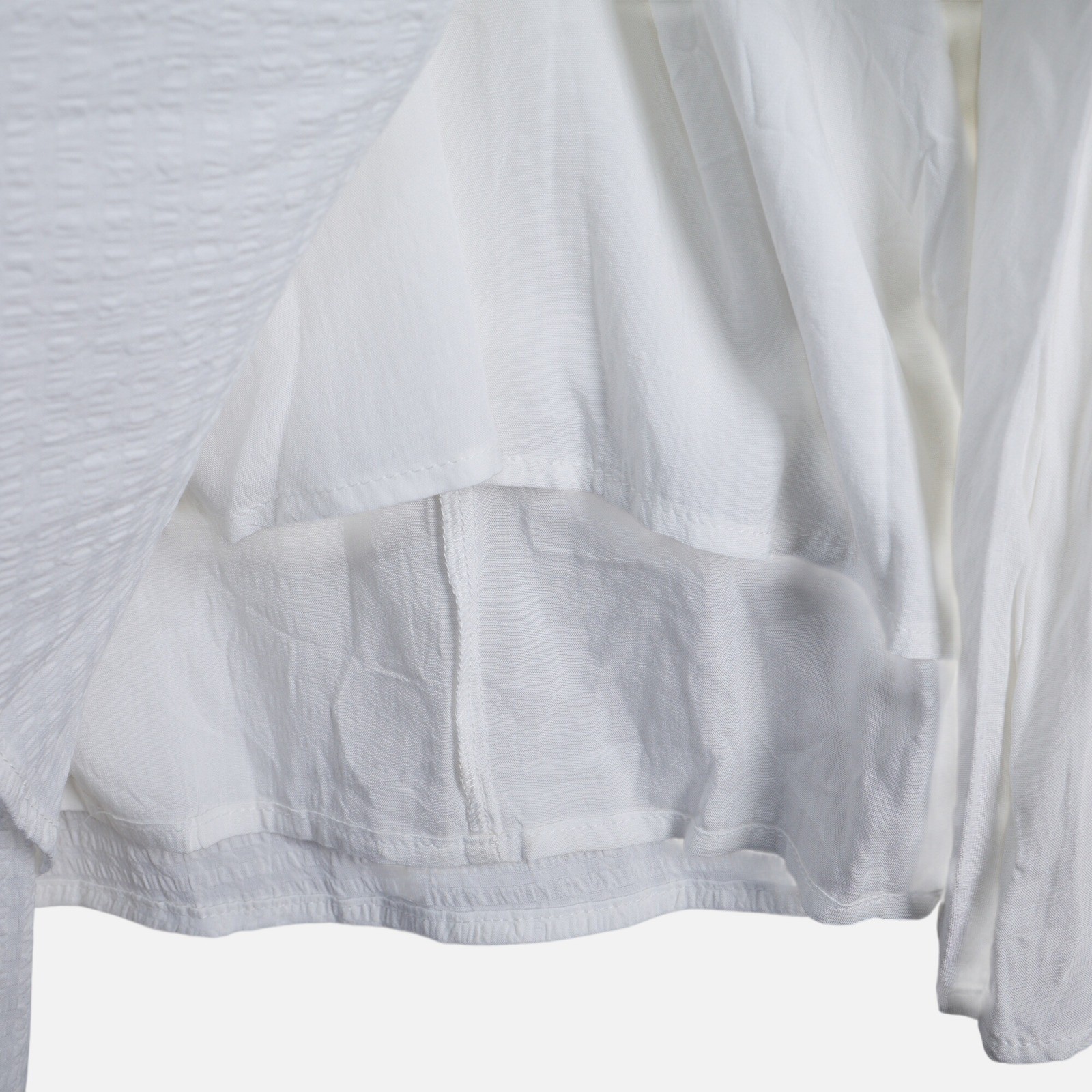 Lulus White Tie-Front Seersucker Midi Dress Short Sleeve Button Front Womens S