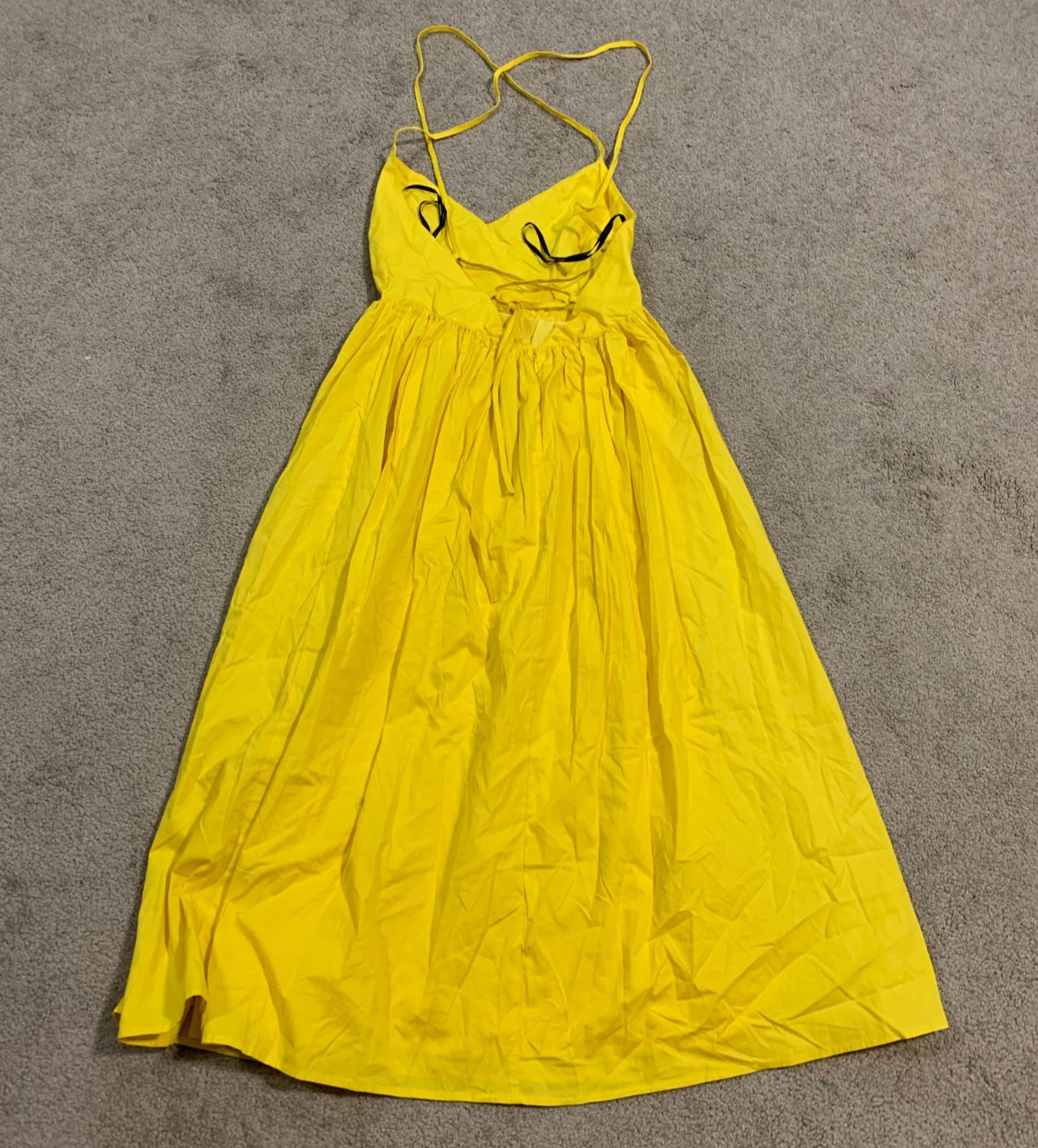 Forever 21 Spaghetti Strap Lace Up Back Maxi Sundress Womens Size 8 Yellow Long