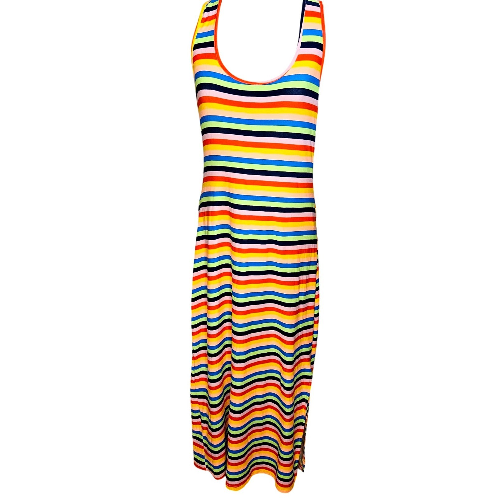 Juniors Love Y2K rainbow striped racerback halter maxi pullover summer dress XL