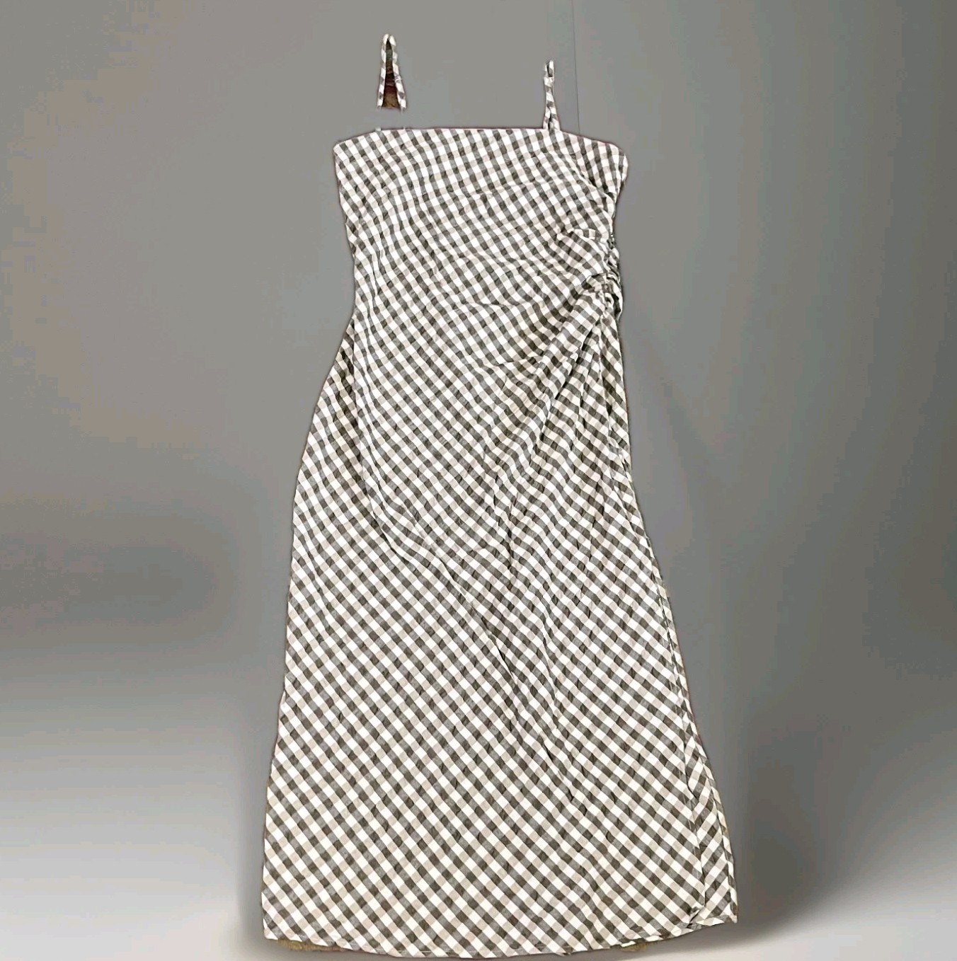 House Of Harlow Maxi Dress Women’s Size XL Beige Plaid Sleeveless Side Slit