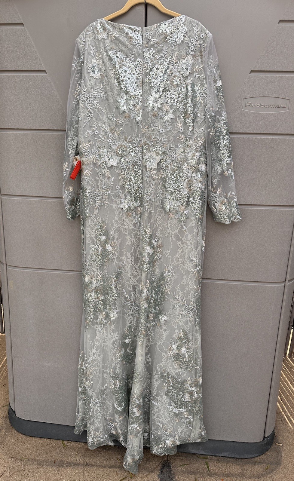 Mac Duggal Floral Embellished V-Neck Illusion Long Sleeve Gown 67539 Seamist 18