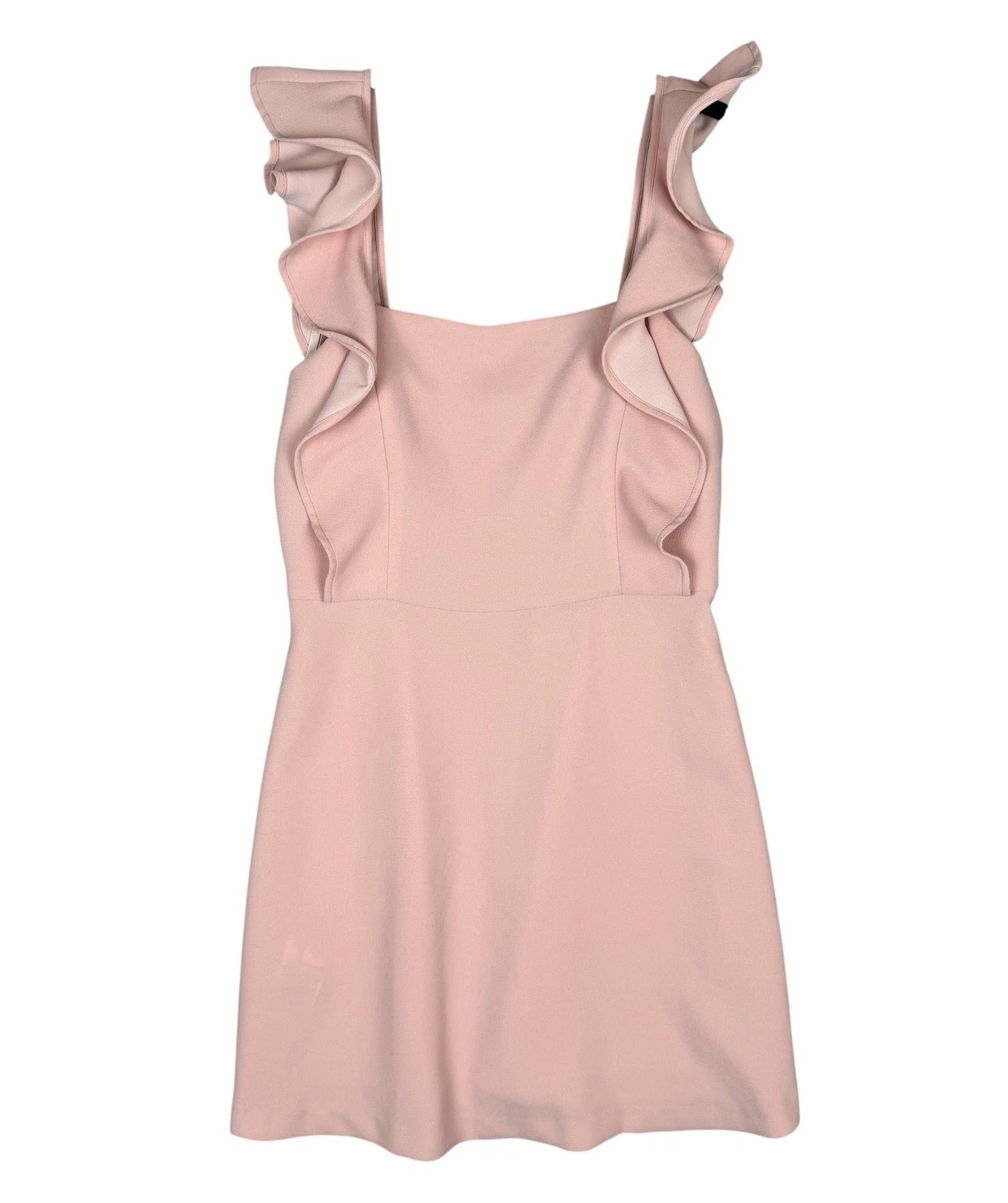 BCBGeneration Dress Womens 6 Dusty Pink Ruffle Strap Square Neck Fit Flare Mini
