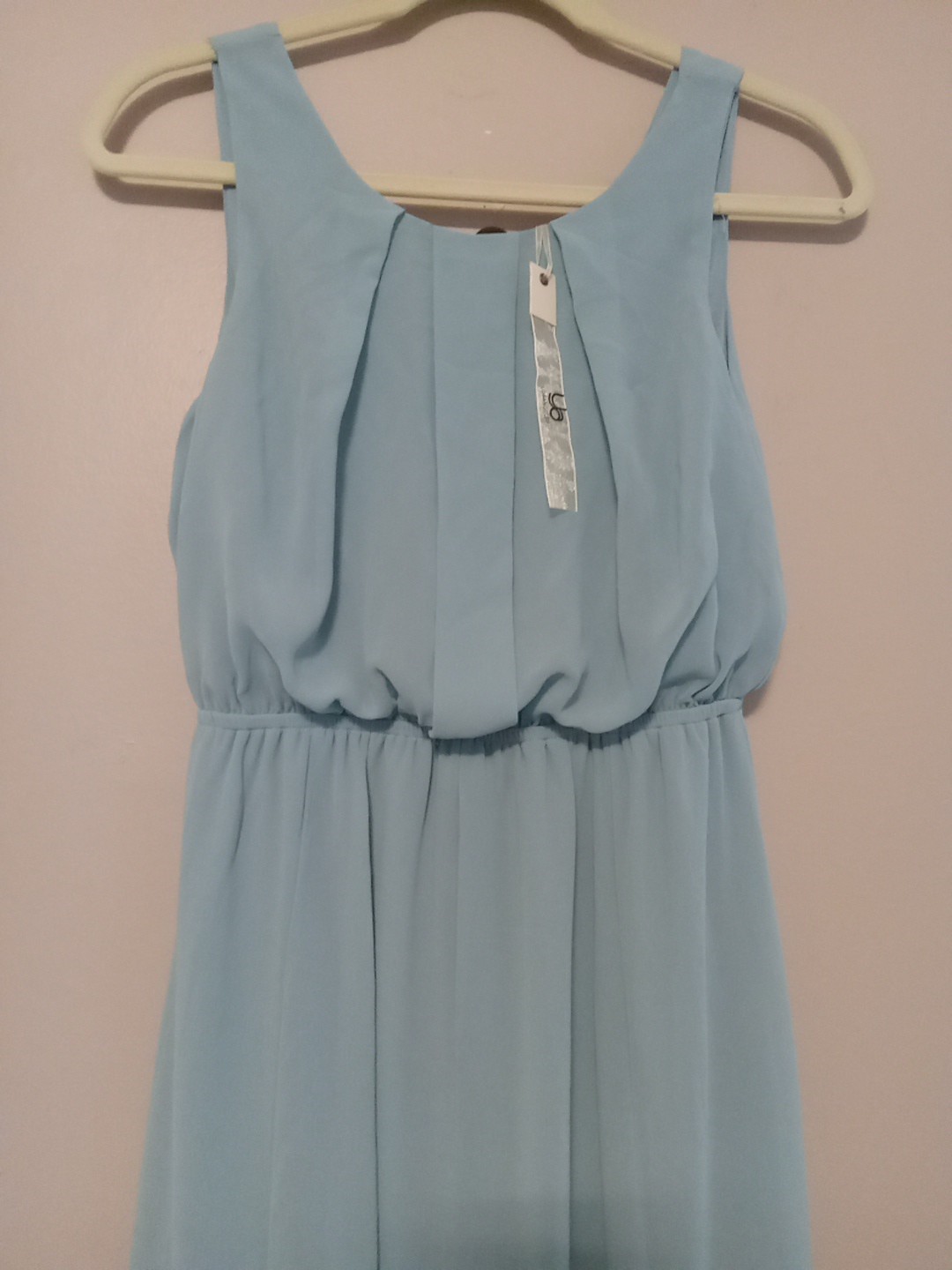Ya Women Light Blue Geometric Colorblock Beige White Navy Maxi Dress Size S