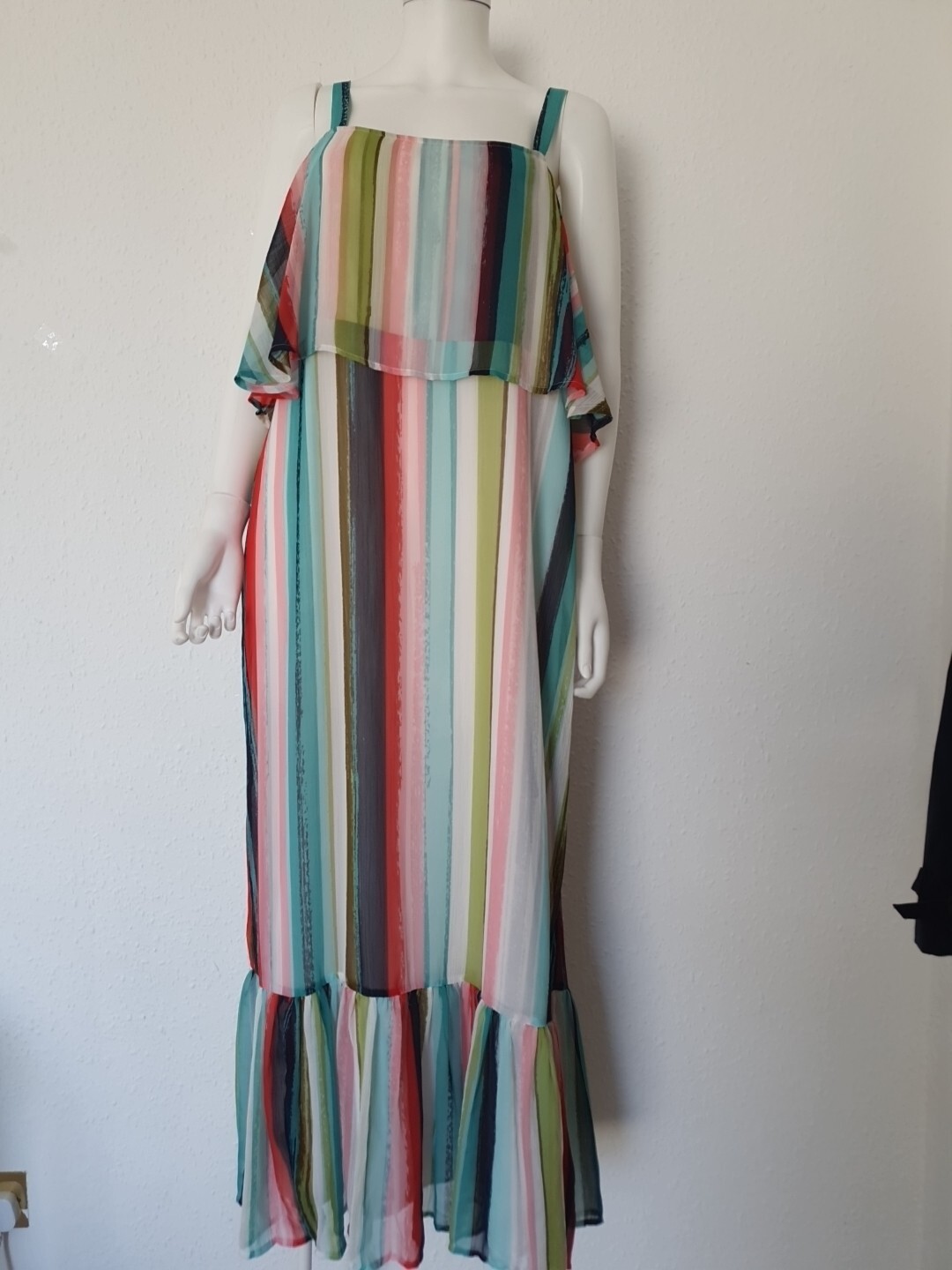 Marks & Spencer long Chiffon summer dress striped multicolour Size UK 16