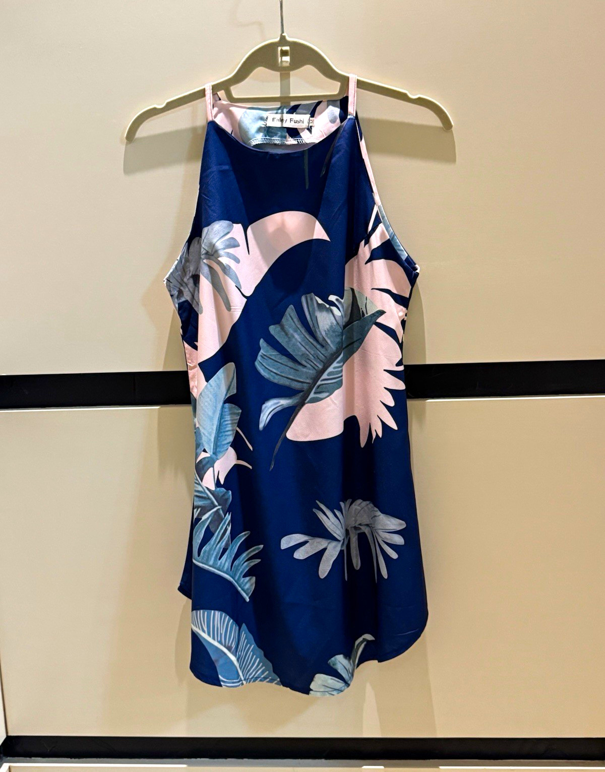 Ealey Fushi Women’s Halter Shift Dress Tropical Floral Blue Pink Short M.