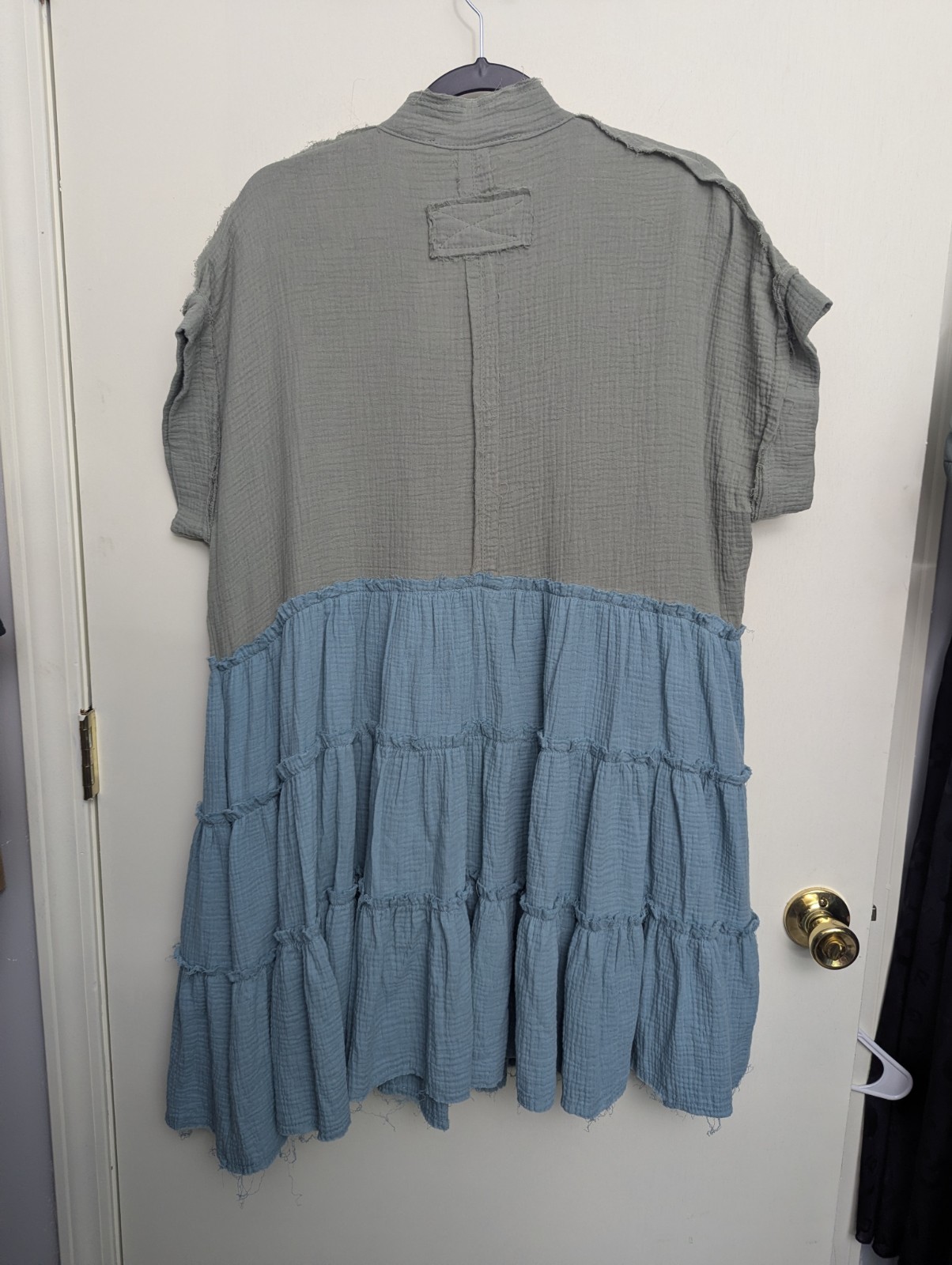 Three Bird Nest Boho Multicolor Tiered Button Front Cotton Dress S