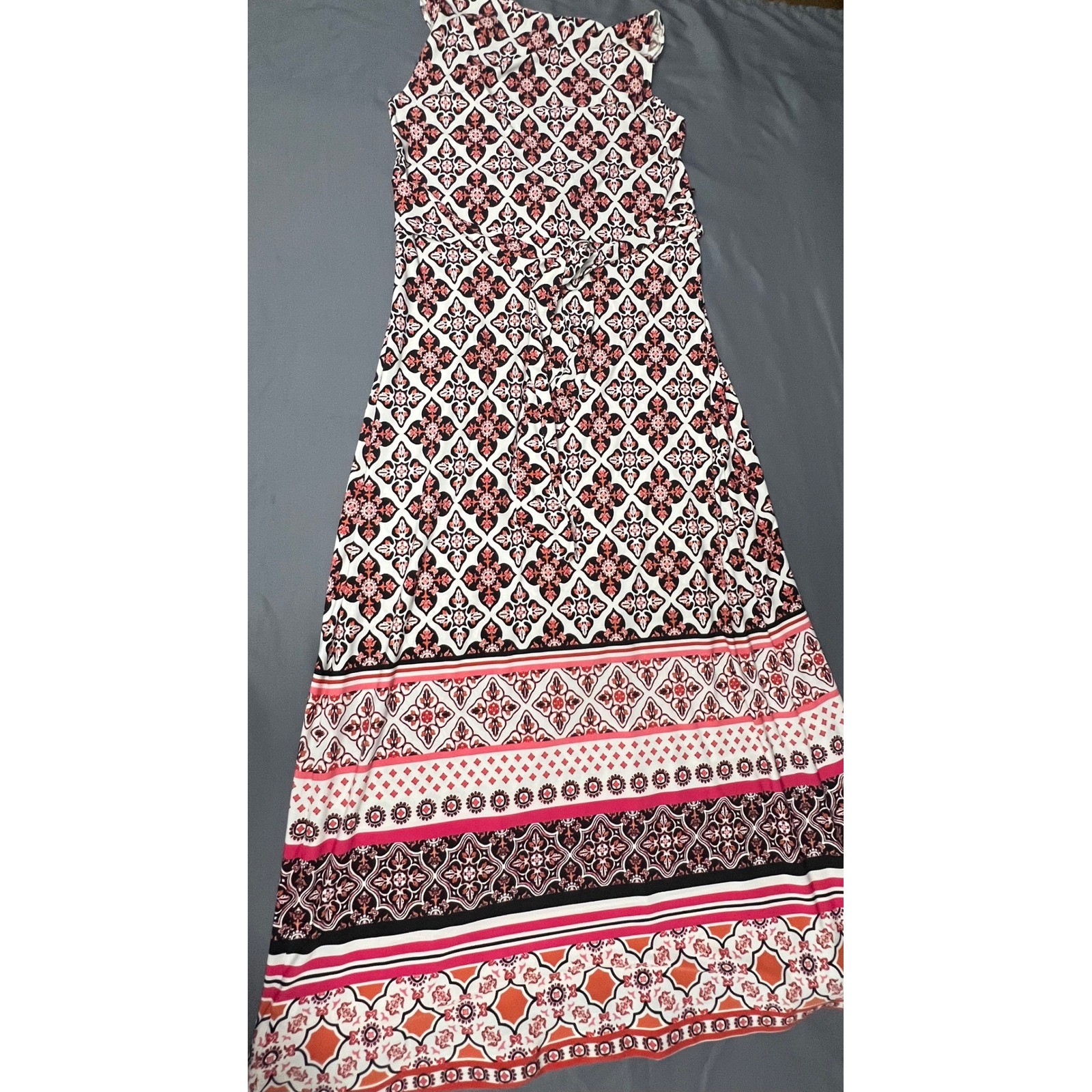 NWT White House Black Market Twist Front Maxi Dress M Pink Black $140 WHBM