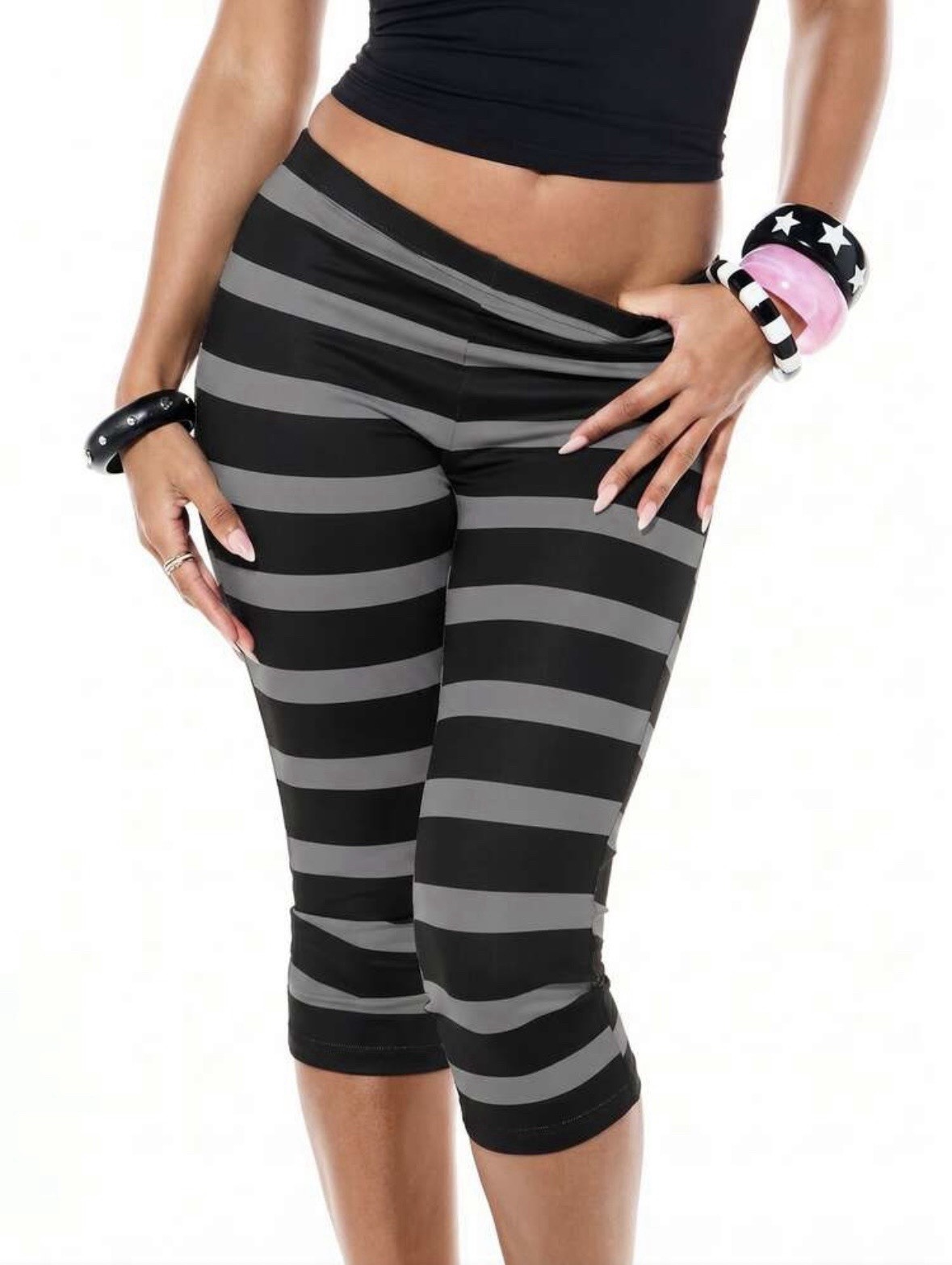 Black And Gray Capri Leggings