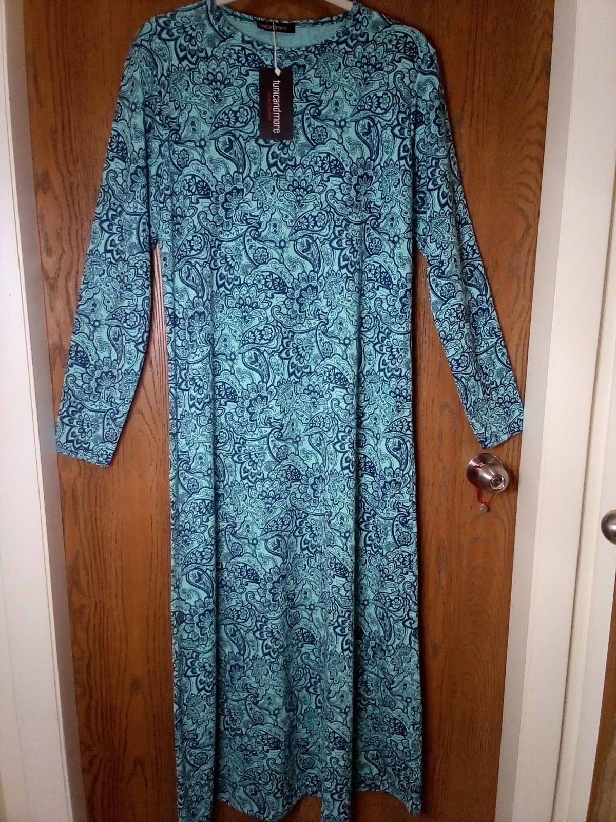 NWT Tunicandmore Islamic Fashion Wm’s Teal & Navy Paisley Floral Long Sleeve…