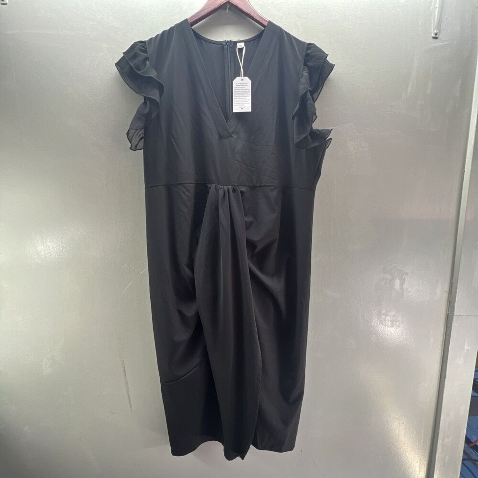 Made With Love Dress Women’s XXL Black Chiffon Sleeveless pleated front Shift
