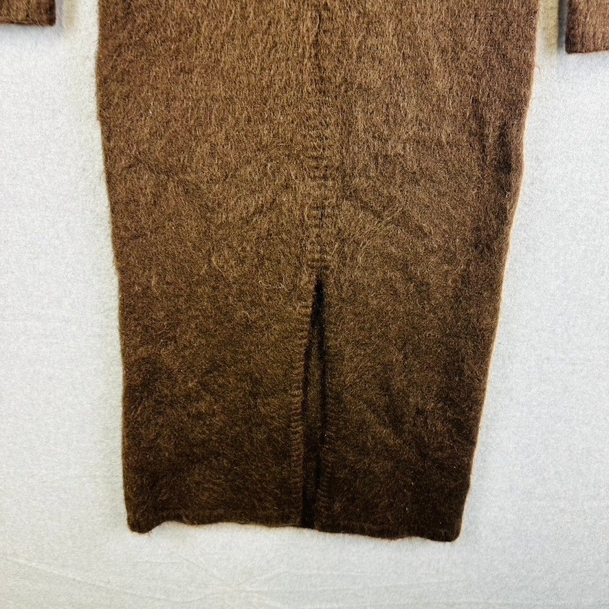 H&M Premium Womans Medium Dress Open-Back Mohair-Blend Dark Brown V-Neck