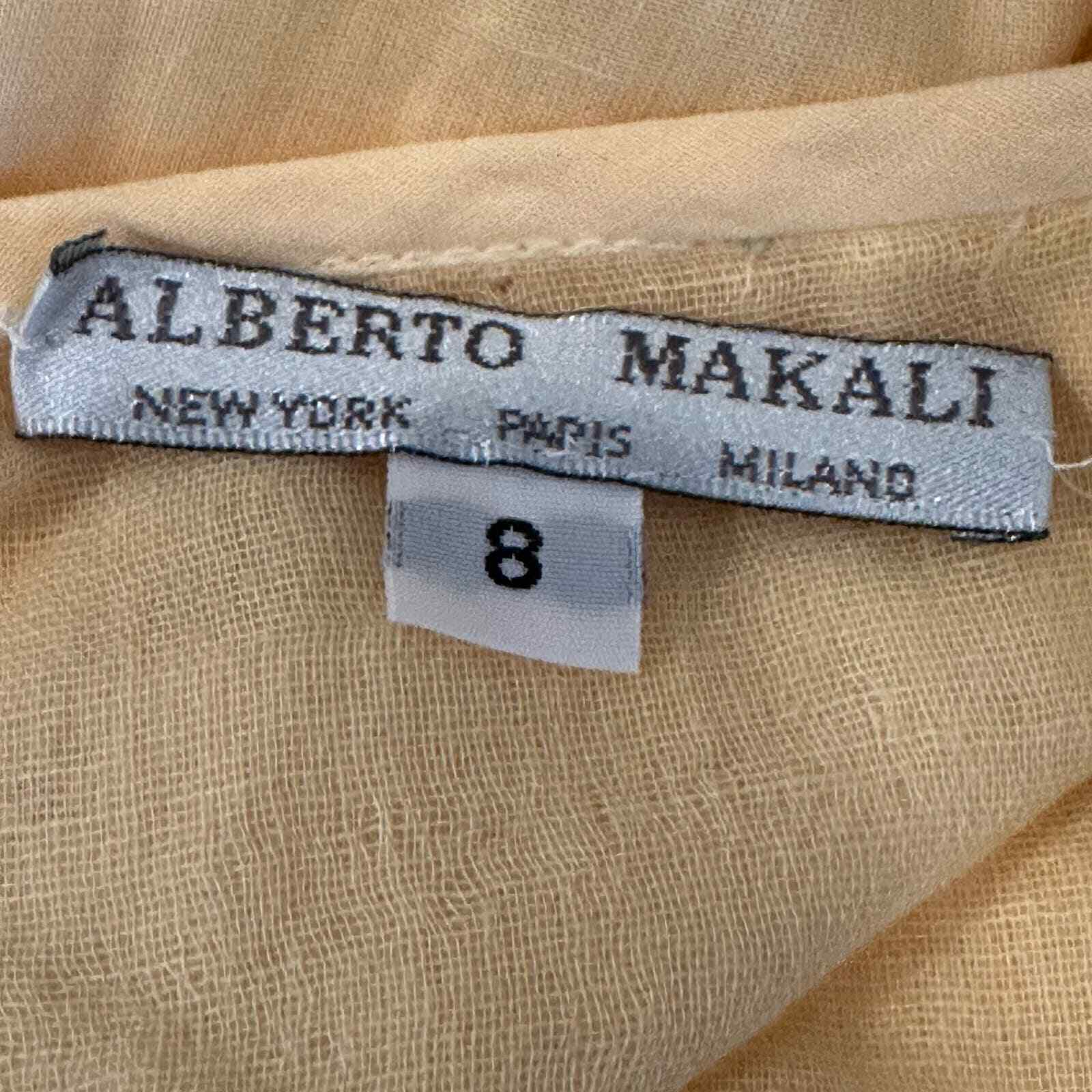 Alberto Makali Ombre Yellow Asymmetrical Crochet Look Midi SunDress Y2K sz 8