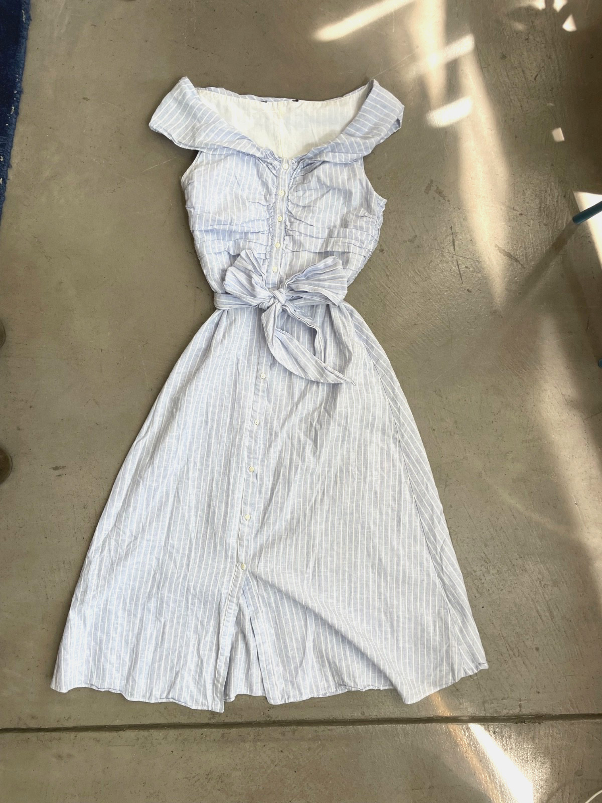 Zara Blue Linen Maxi Dress XS Summer Good condition “Kate Middleton”