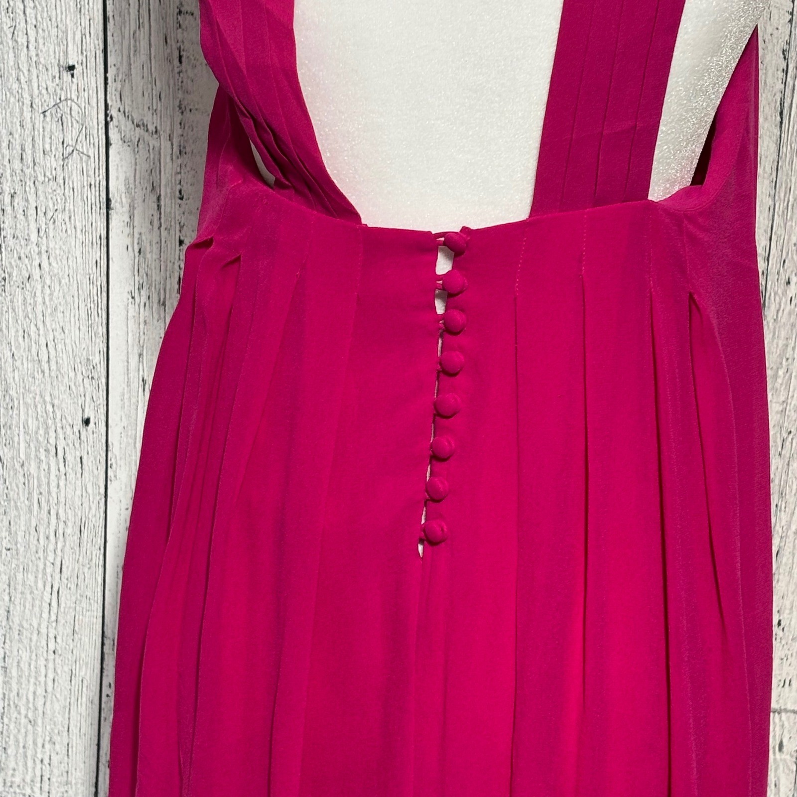 Afterwork MagentaPink Ruffle Front Pleated Sleeveless Cocktail Dress Open Back40
