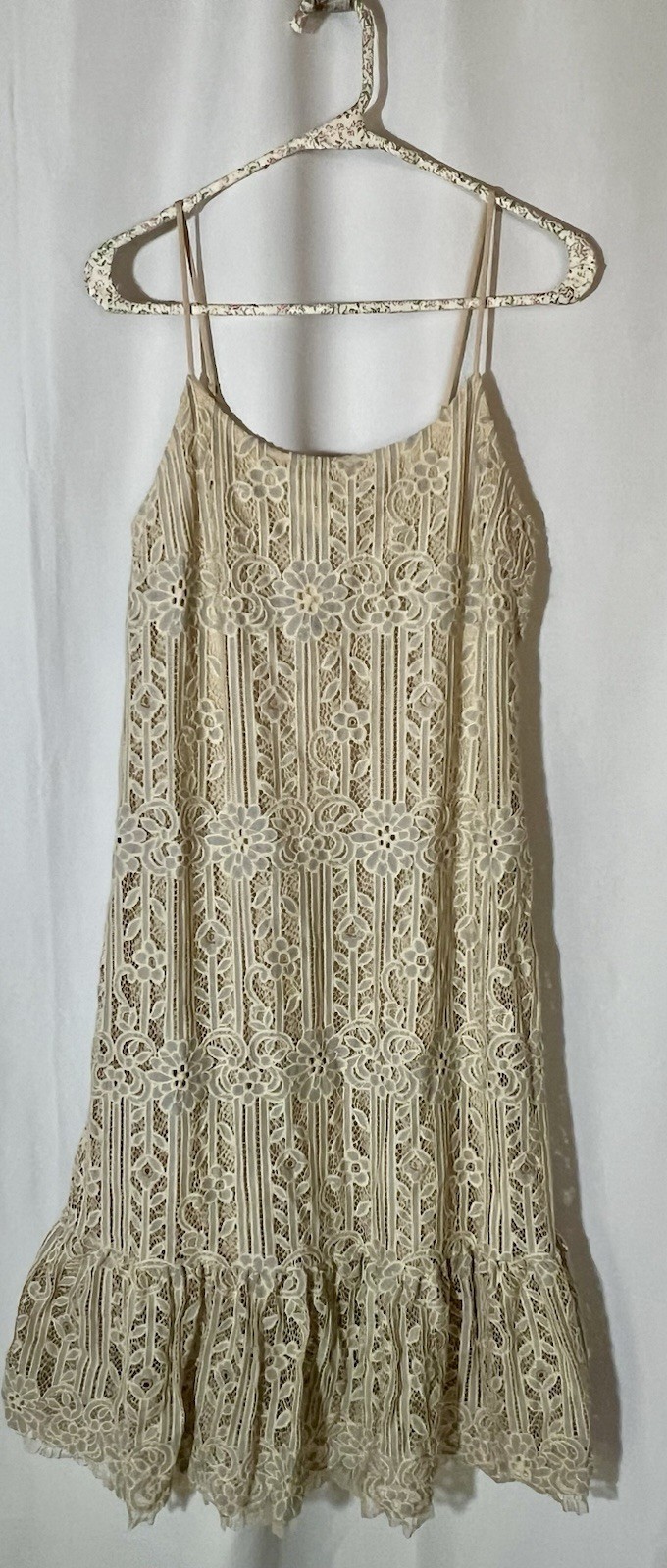 Anthropologie eri + ali Sz S Twilight Lace Midi Dress Lace Sheath Cream Mermaid