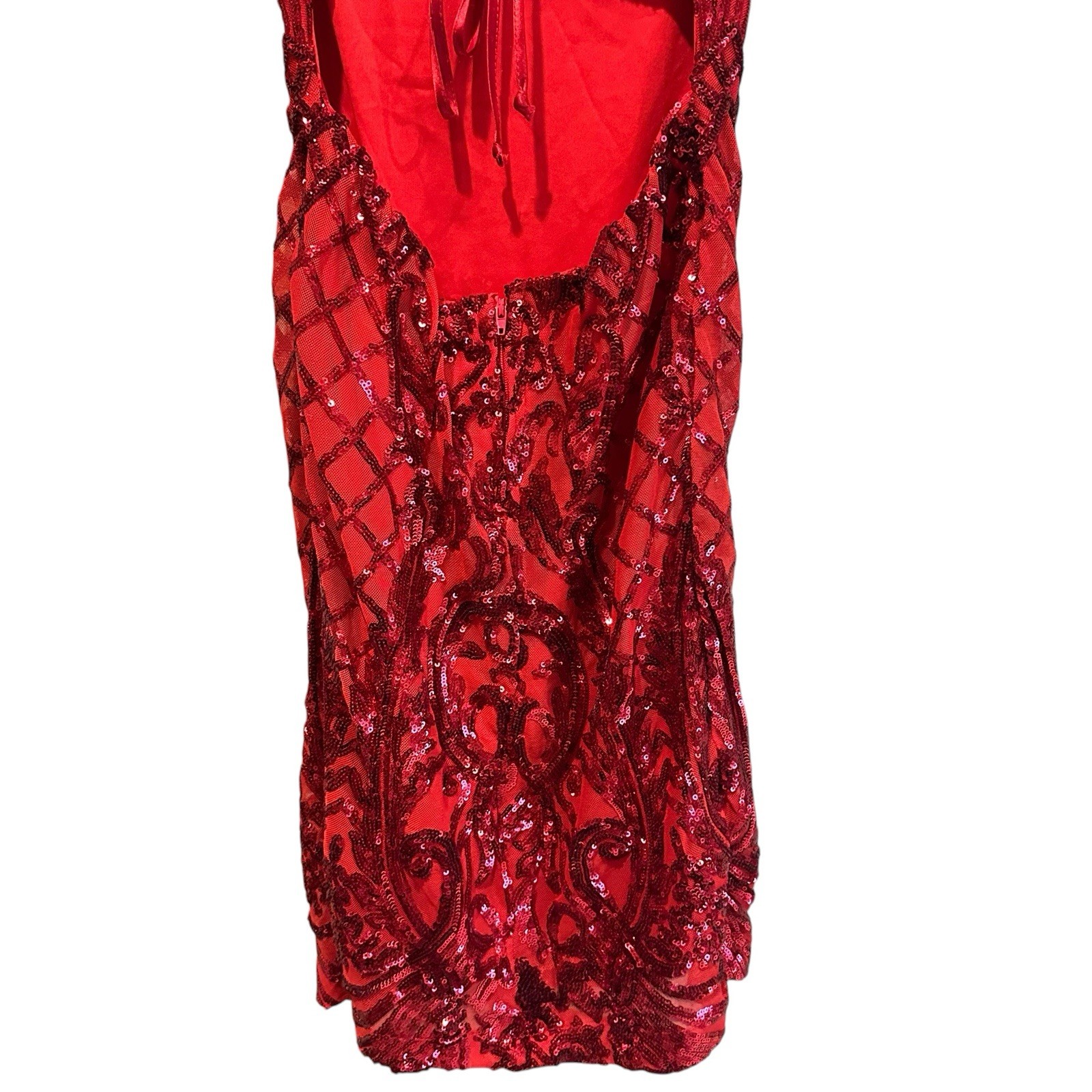 B.Darlin Red Sequin Dress Adjustable Spaghetti Straps Size 5/6
