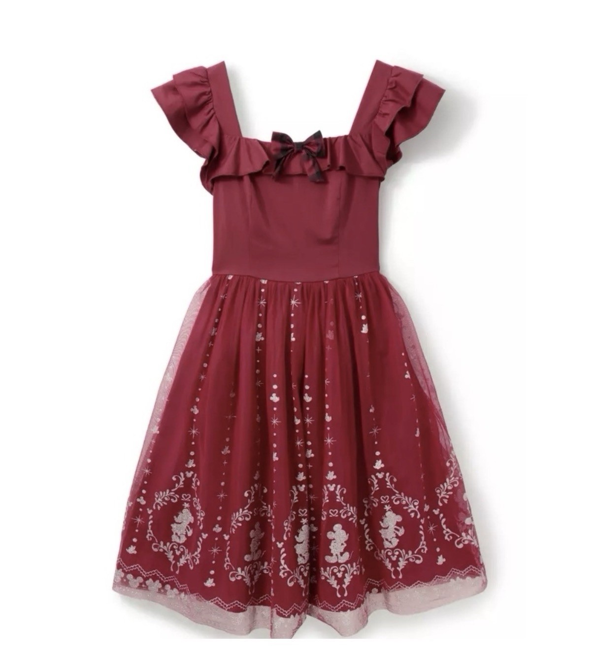 NWT! Her Universe Disney Mickey And Minnie Mouse Holiday Dress Burgundy Size M