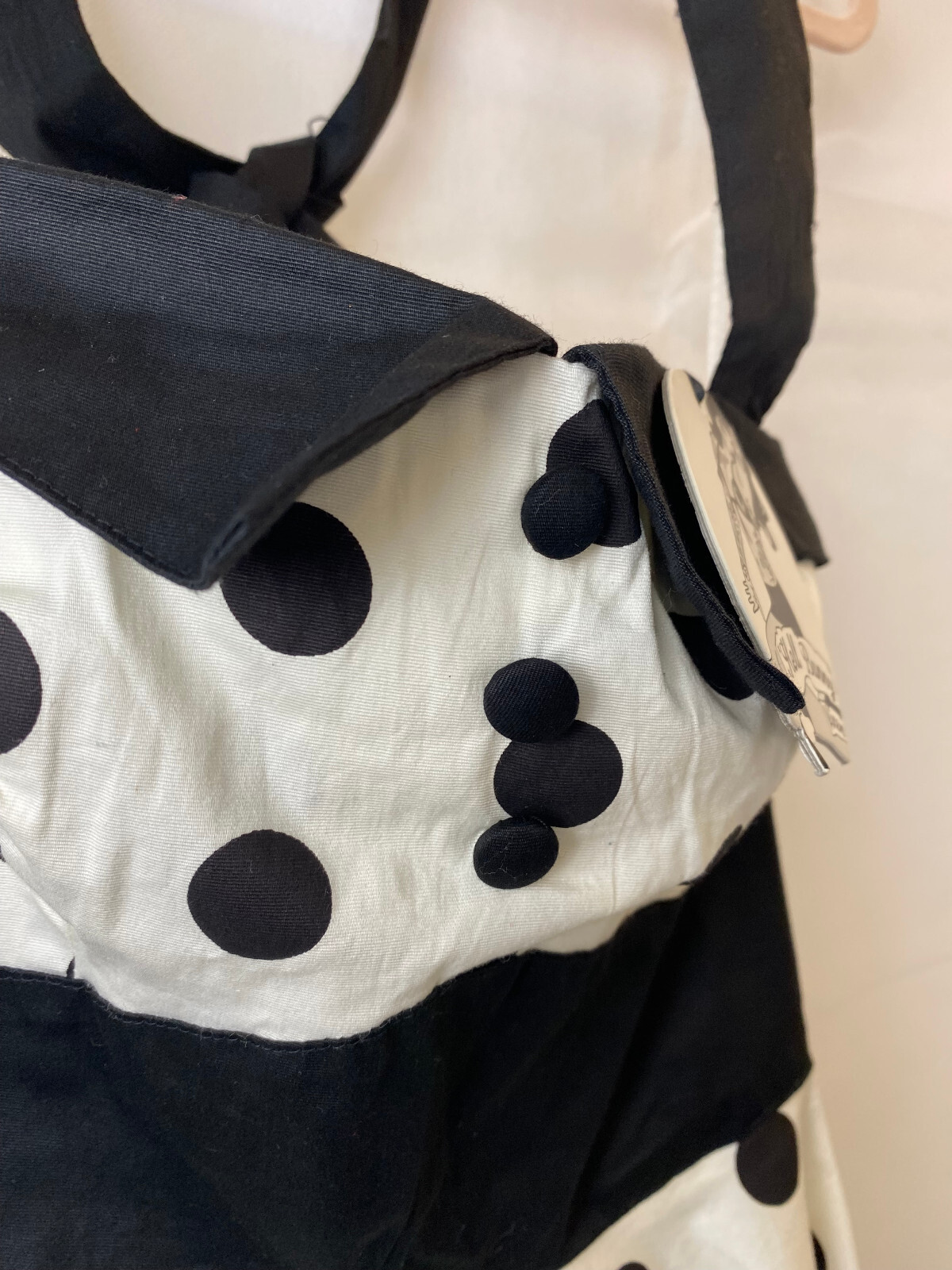 Hell Bunny Off White Black Spotty Cotton 50s Style Dress Size XS Midi