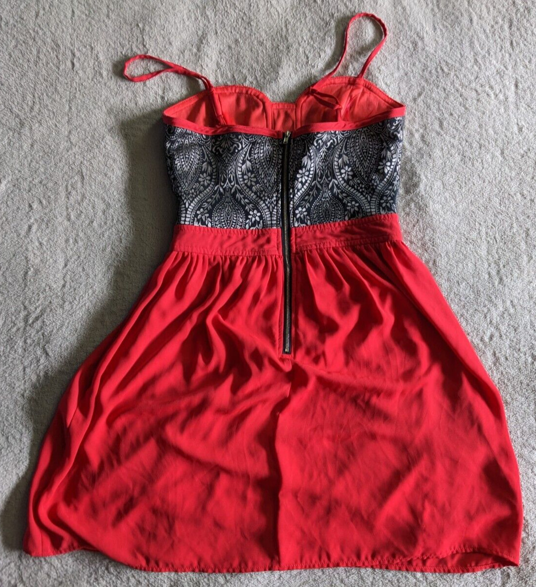 JEALOUS TOMATO Boho Hippie Mini Dress Womens Small Red Black Gold