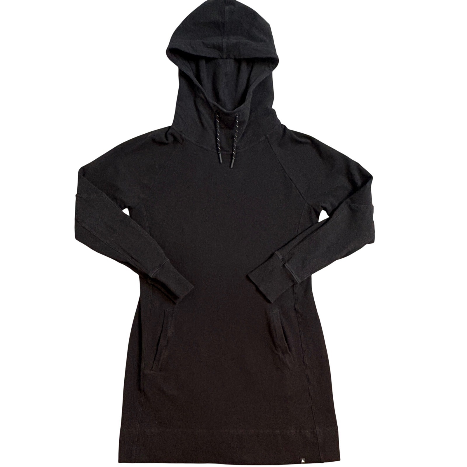 American Giant Womens Black Hoodie Dress Scuba Style Medium Funnel Neck