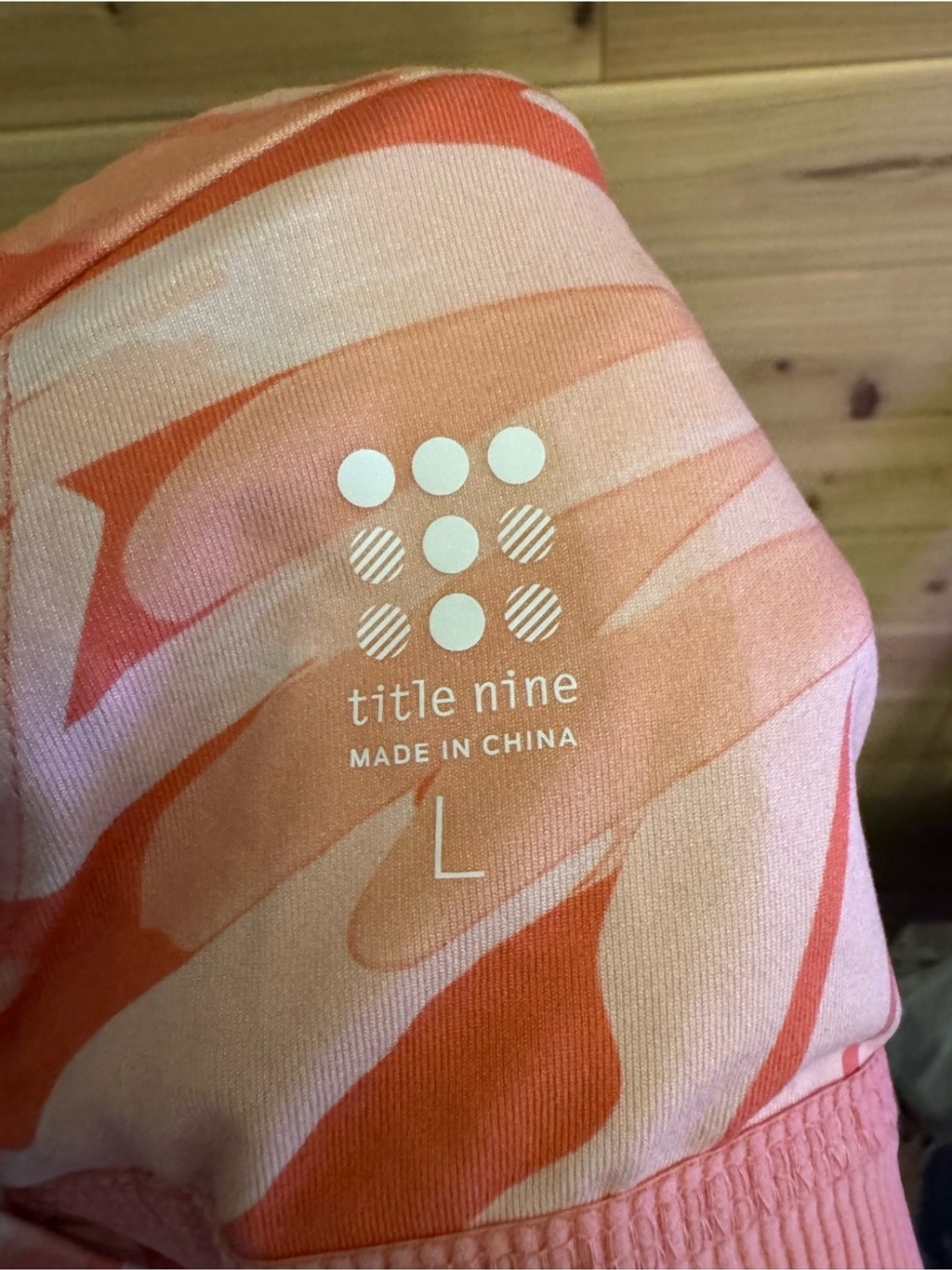 Title Nine Large Peach Abstract Built In Bra Yes Active Stretchy Dress Pockets