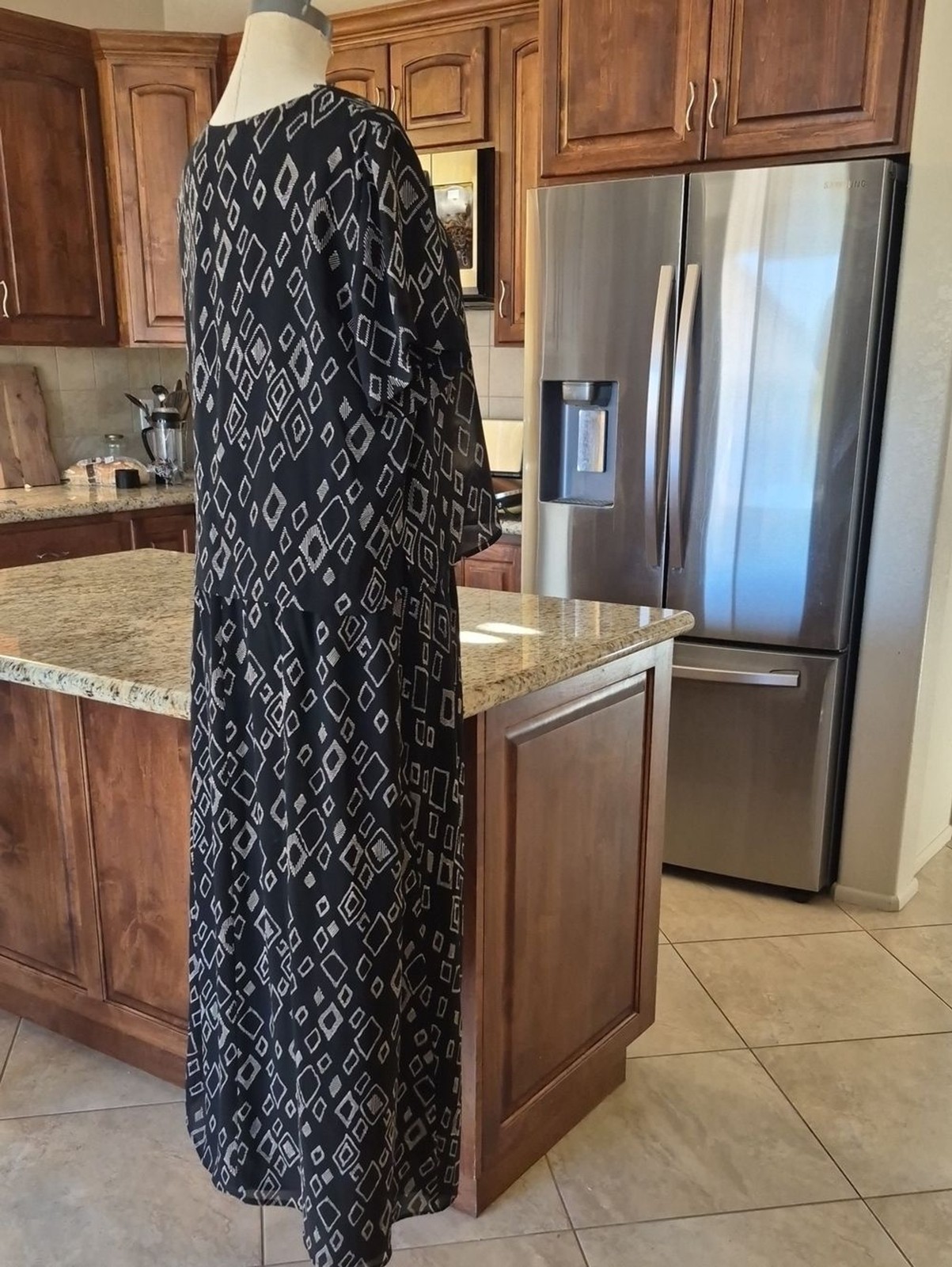 Coldwater Creek Geometric Print Two Tier Maxi Dress Sz 14