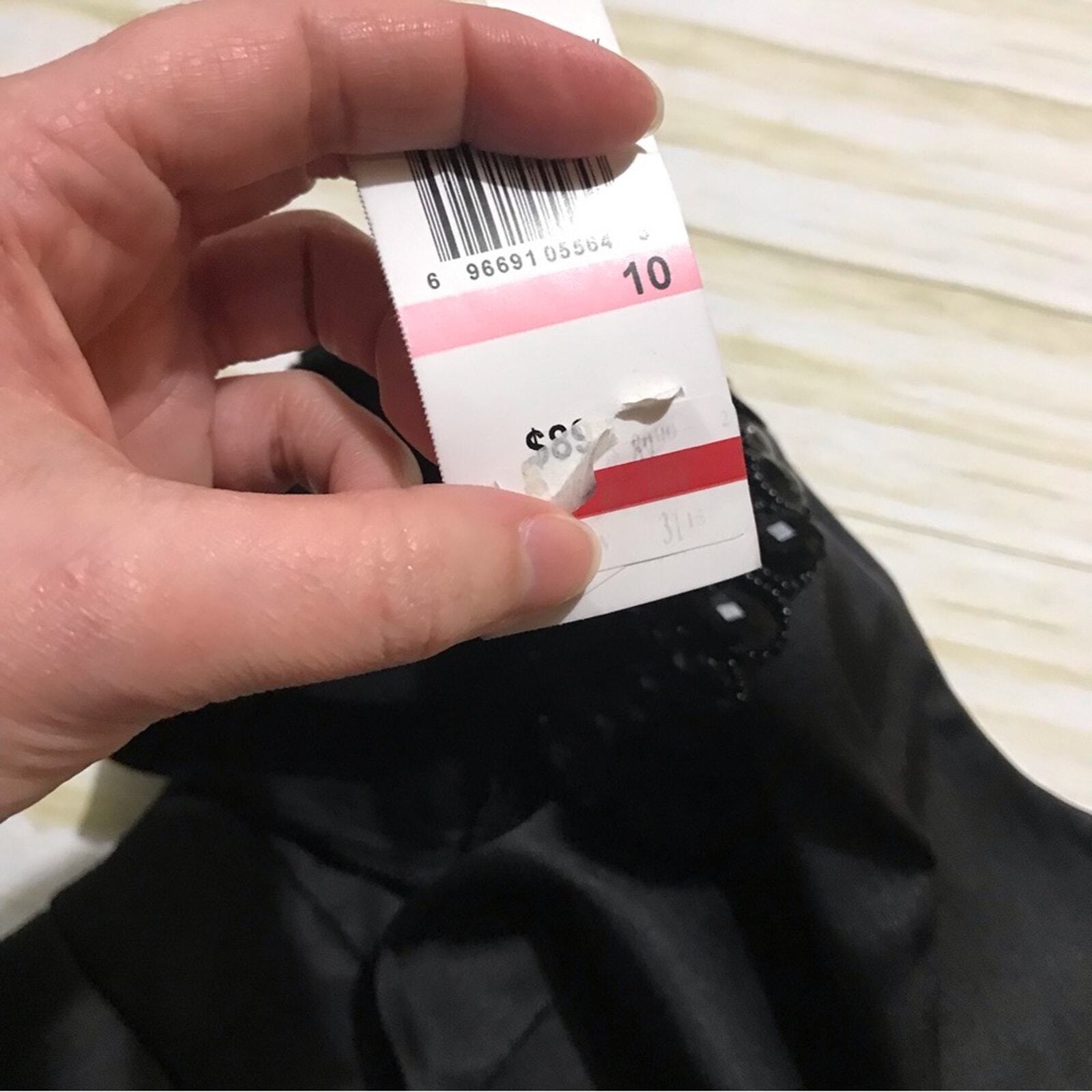 Connected Apparel NWT Black Satin Beaded Ruffle Formal Cocktail Evening Dress 10