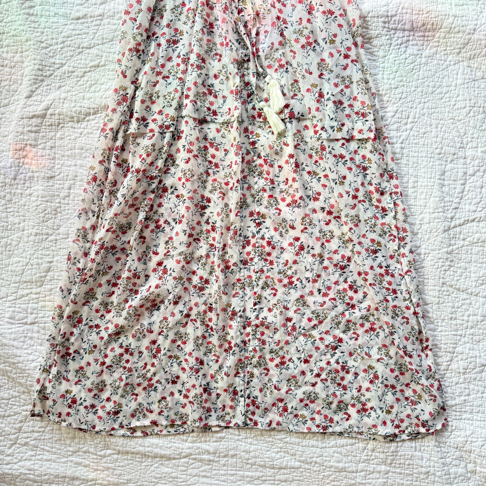 NWT DR2 Garden Party Ditsy Floral Sheer Dress Duster Cardigan Size S Cottagecore